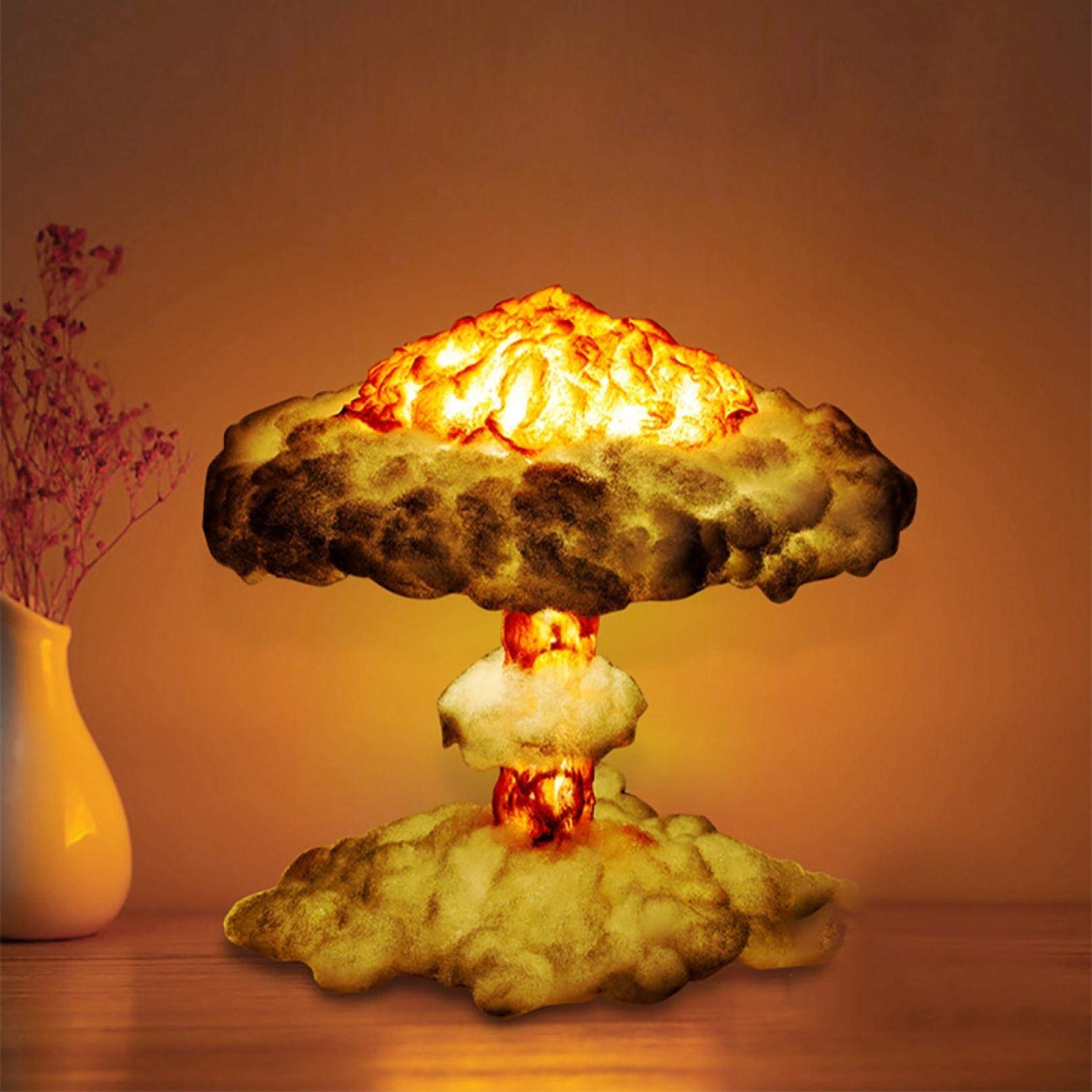 3D Mushroom Cloud LED Table Lamp - Warm Yellow Volcanic Night Light for Bedroom, Living Room & Office Decor - Perfect for Relaxation, Reading & Ambient Lighting