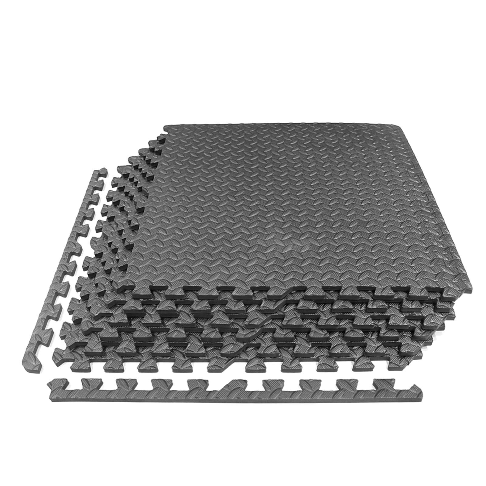 MAHFEI Interlocking Soft Foam Floor Mats - 18PCS EVA Puzzle Rubber Tiles for Gym, Yoga & Exercise - Non-Slip Protective Flooring for Sports, Playroom & Pool Areas - Easy to Assemble Black Foam Mats for Home Fitness & Kids Play Area