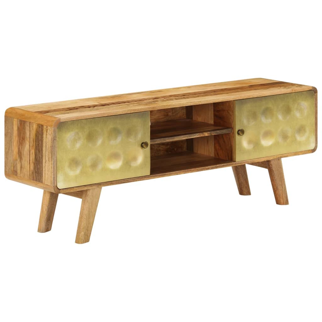 Vintage Mid-Century Modern TV Stand - 50 Inch Solid Mango Wood Entertainment Center with Storage (47.2