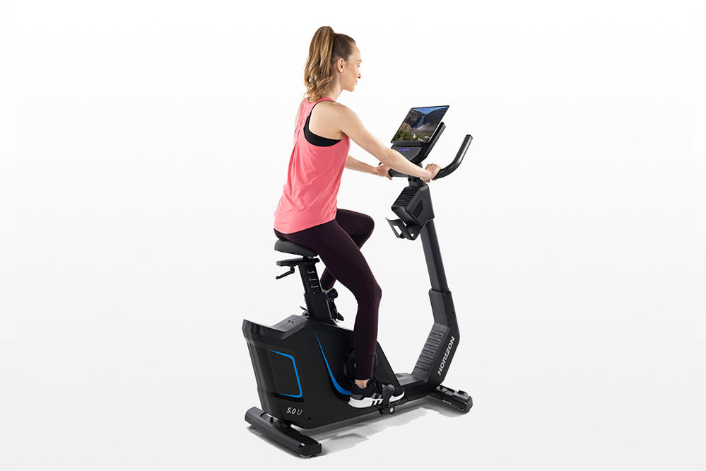 Horizon 5.0 U Upright Exercise Bike for Home Gym - Indoor Cycling Bike with Adjustable Seat & Resistance - Perfect for Cardio Workouts & Weight Loss