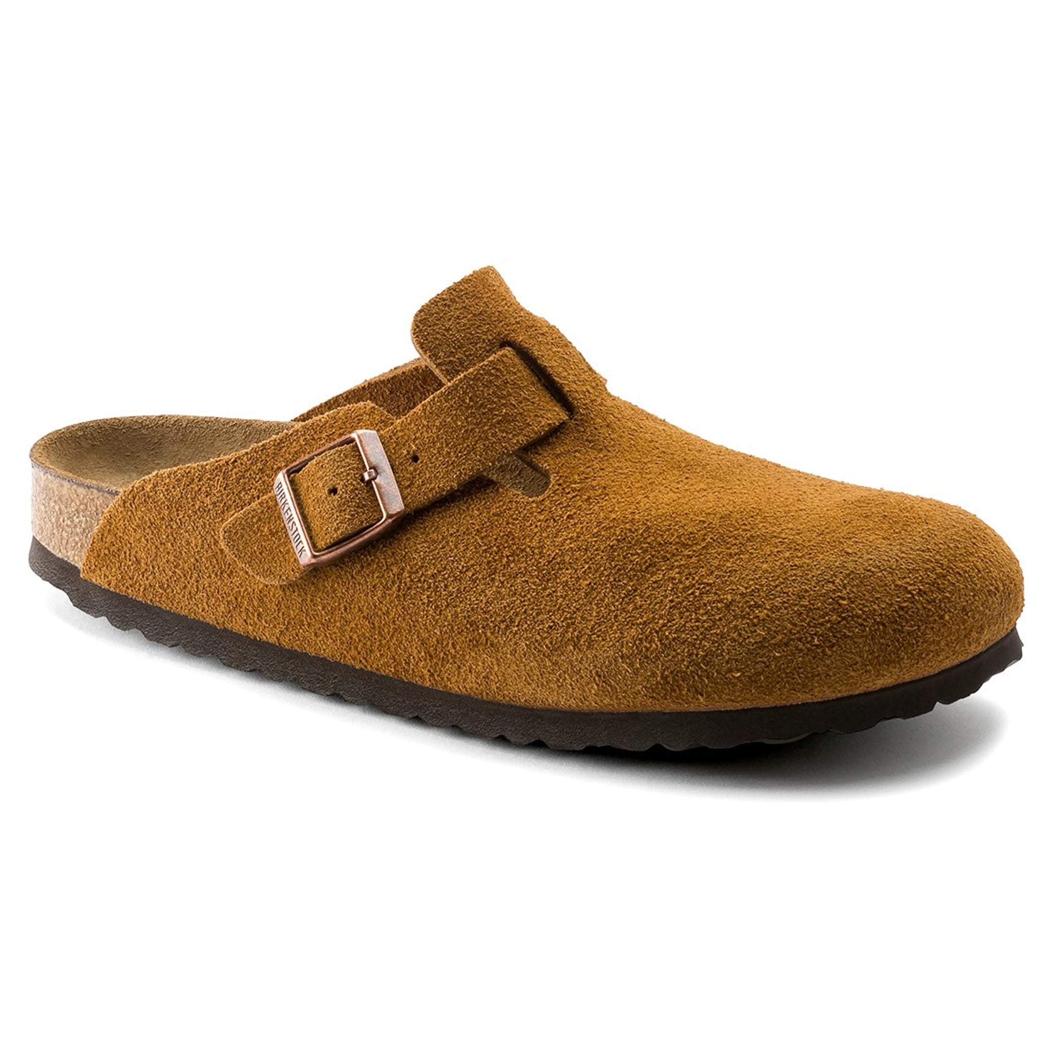 Birkenstock Boston Suede Flat Sandals for Women - Soft Mink Color Comfortable Unisex Clogs | Perfect for Home, Office & Casual Outings