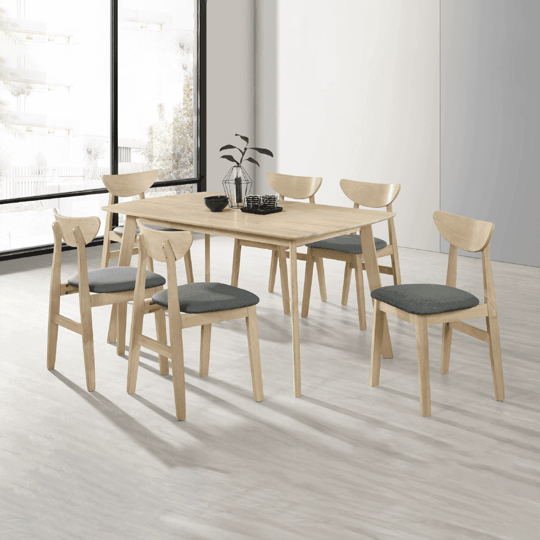 Emerson 7-Piece Wooden Dining Table Set with 6 Chairs - Solid Wood Kitchen & Dining Room Furniture for Family Gatherings & Dinner Parties