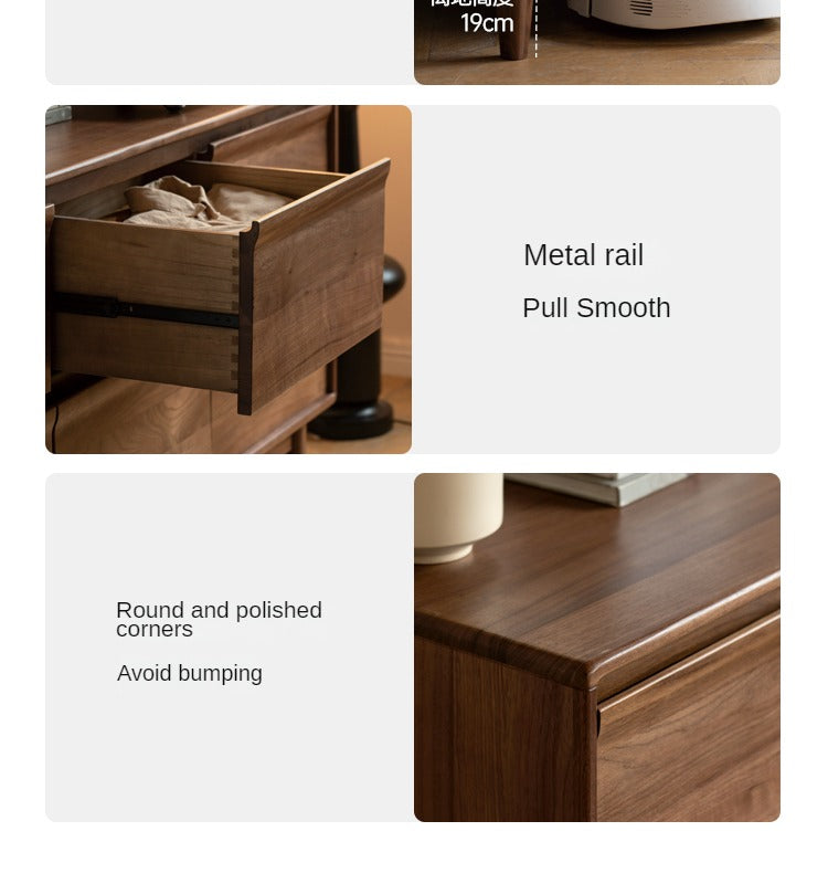 Solid Black Walnut Wood Dresser - 6-Drawer Bedroom Storage Furniture for Master Bedroom, Guest Room & Nursery Organization