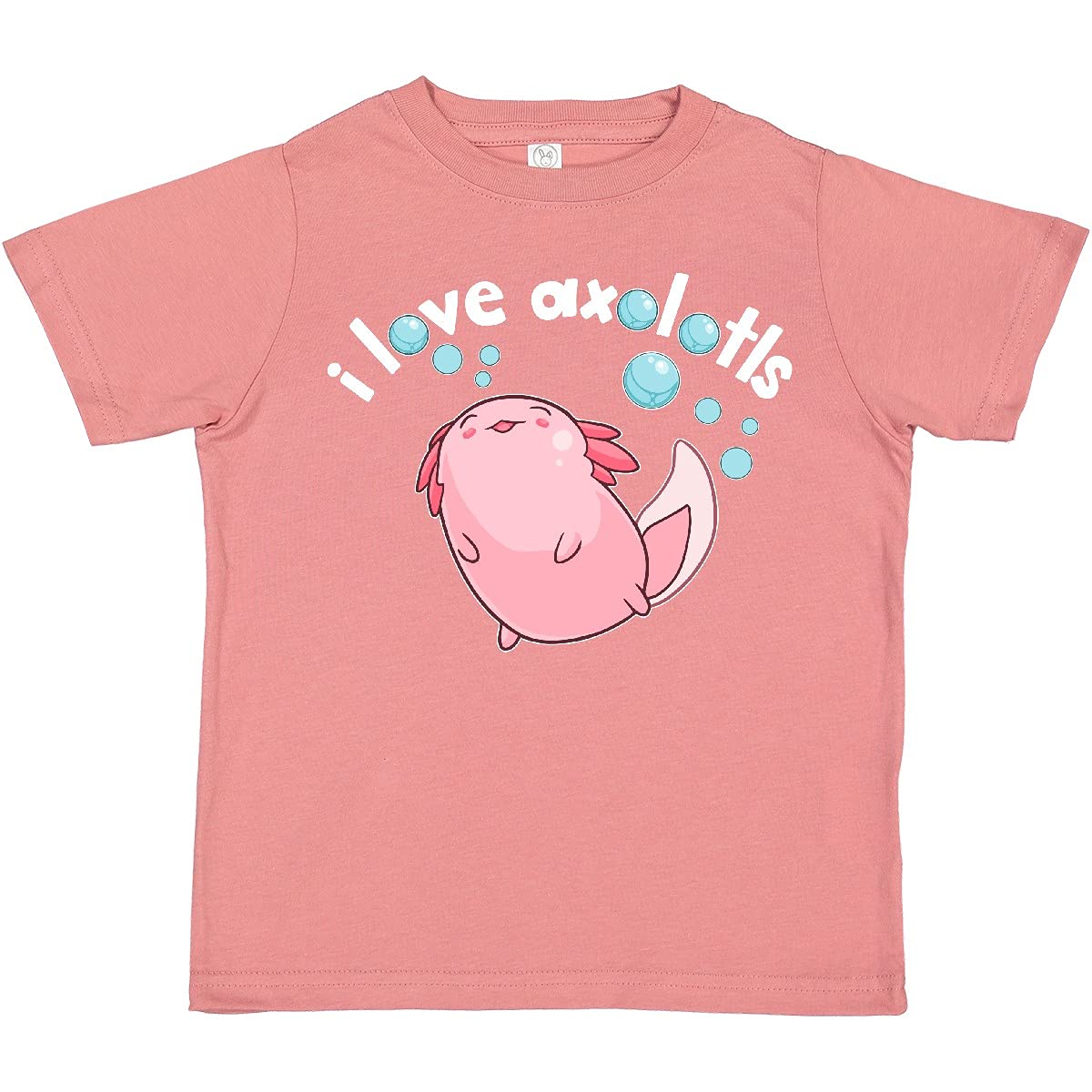 Inktastic I Love Axolotls with Bubbles Toddler T-Shirt - Cute Axolotl Graphic Tee for Kids | Soft Cotton Baby Shirt | Perfect for Playdates, Birthdays & Casual Wear