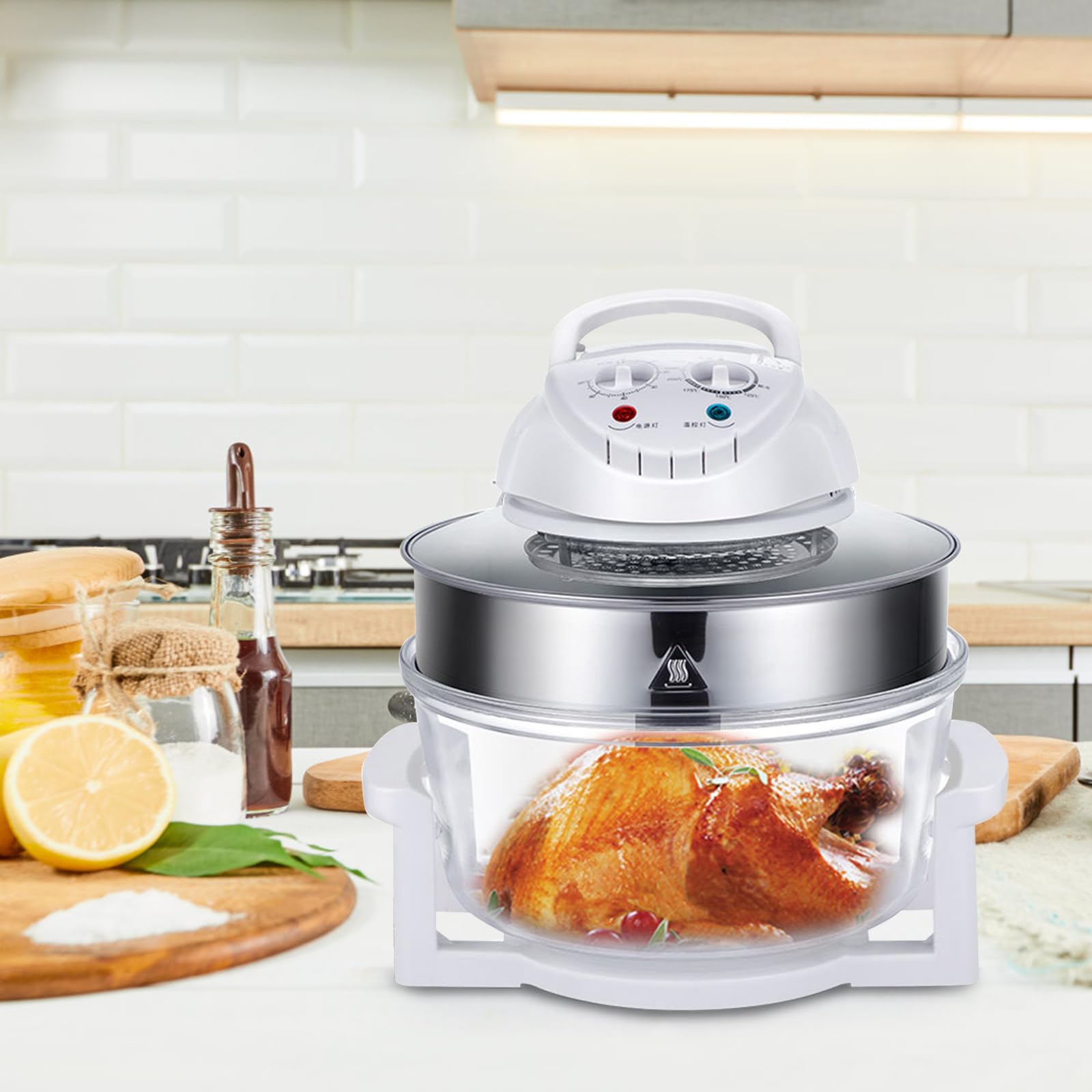 17L Glass Turbo Air Fryer with Infrared Halogen Technology - 360° Heating Convection Oven Roaster - Healthy Multifunction Electric Cooker for Baking, Roasting & Frying - Perfect for Family Dinners & Meal Prep