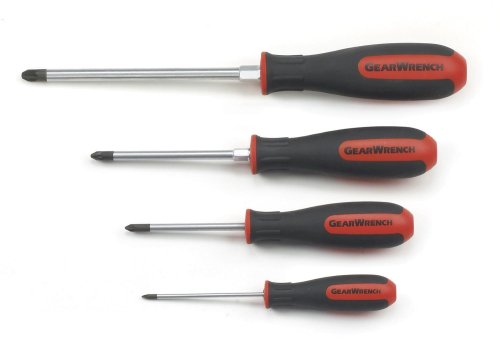 GEARWRENCH 4-Piece Pozidriv Screwdriver Set with Dual Material Handles - 80061 | Professional Screwdriver Kit for Home Repair, Automotive & DIY Projects