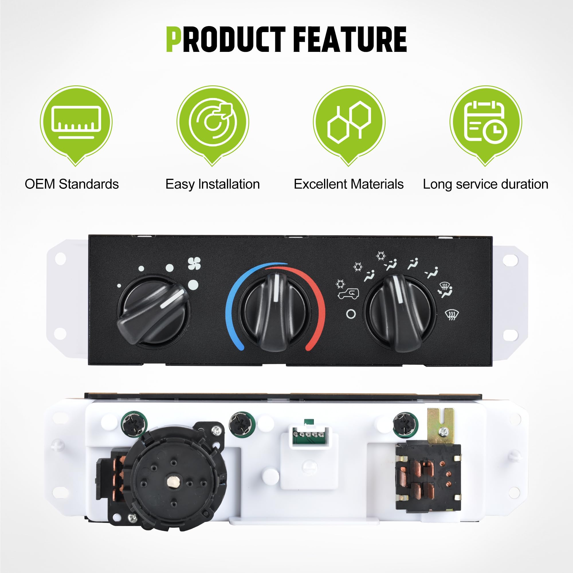 HVAC A/C Heater Climate Control Module Panel Switch with Blower Motor - Compatible with 1999-2004 Jeep Wrangler TJ Right Hand Drive (Part# 55037473AB HS-373) - Perfect for Off-Roading & Daily Commuting