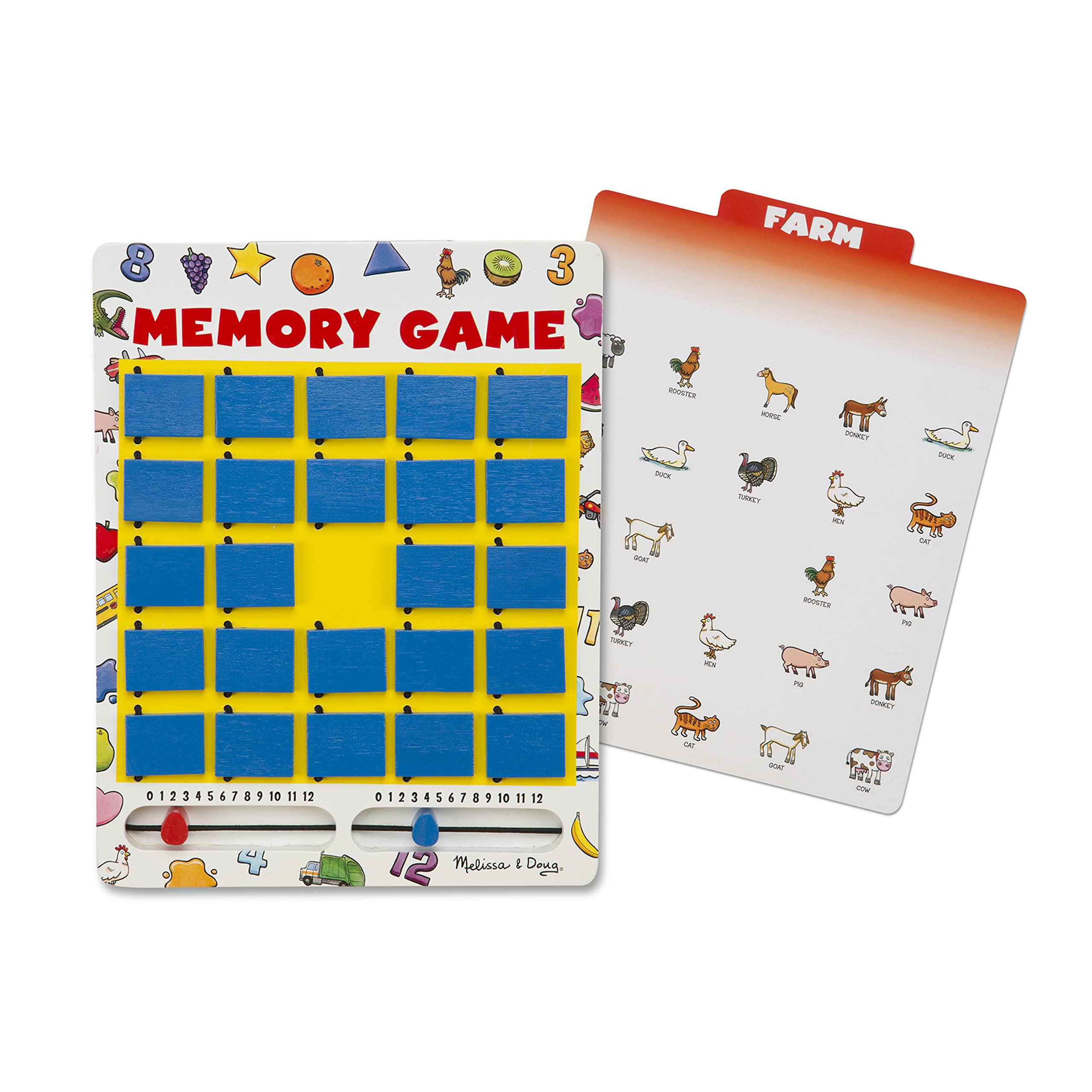 Melissa & Doug Flip to Win Travel Memory Game - Wooden Board with 7 Double-Sided Cards for Kids, Perfect for Road Trips & Family Game Nights