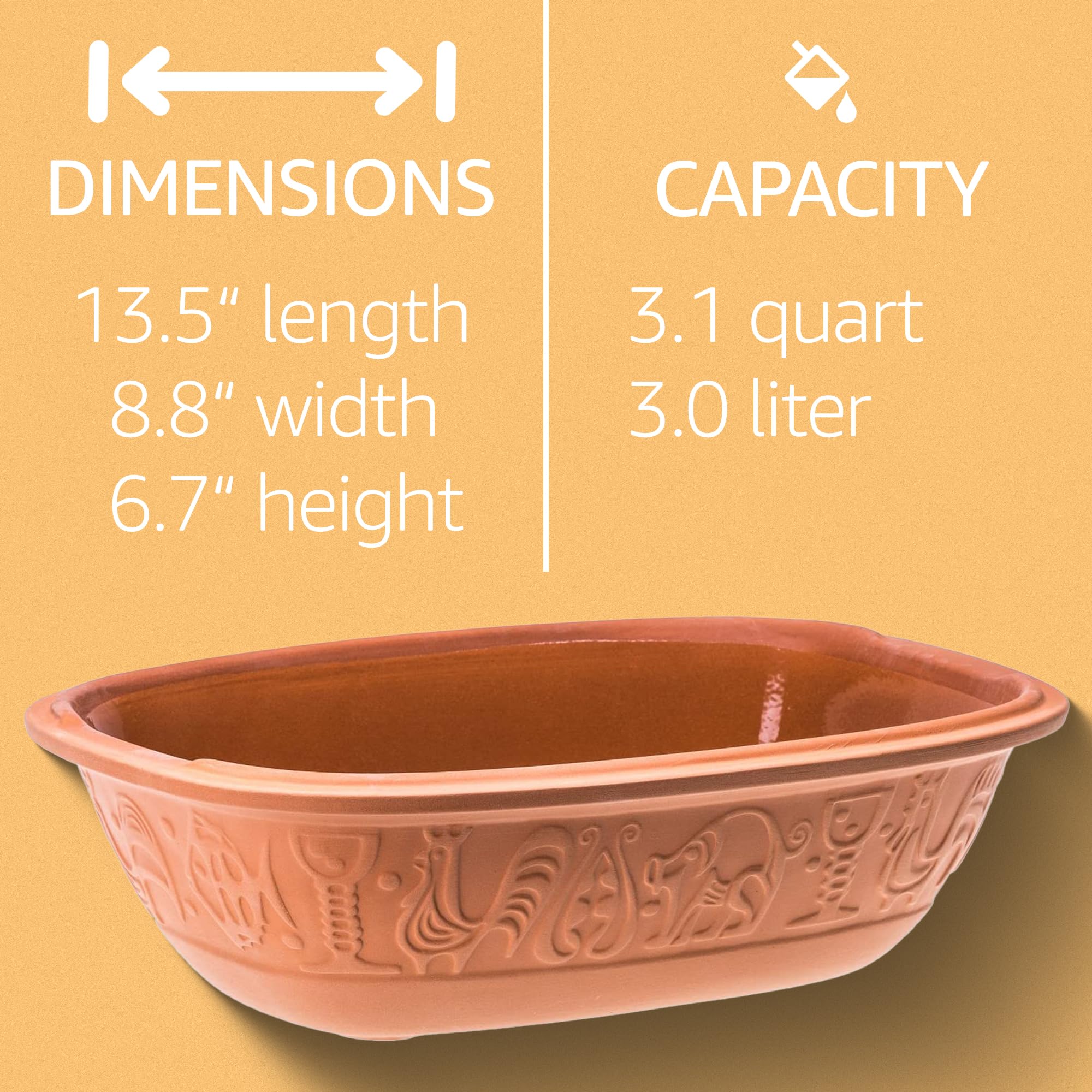 Romertopf Clay Roaster | 3.2 Quart Non-Stick Dutch Oven for Healthy Cooking | Natural Clay Baker Pot | Versatile Ceramic Cookware for Roasting, Baking & Stewing | Perfect for Family Meals, Camping & Holiday Dinners