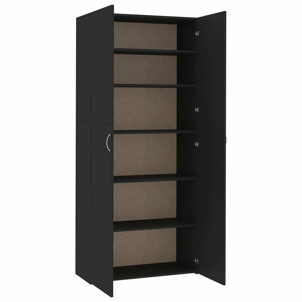 GXP Shoe Cabinet - Black Chipboard Shoe Storage Organizer Rack for Entryway, Hallway & Closet - Space Saving Shoe Rack with 12 Compartments for Sneakers, Boots & Sandals - Perfect for Home, Apartment & Dorm Organization
