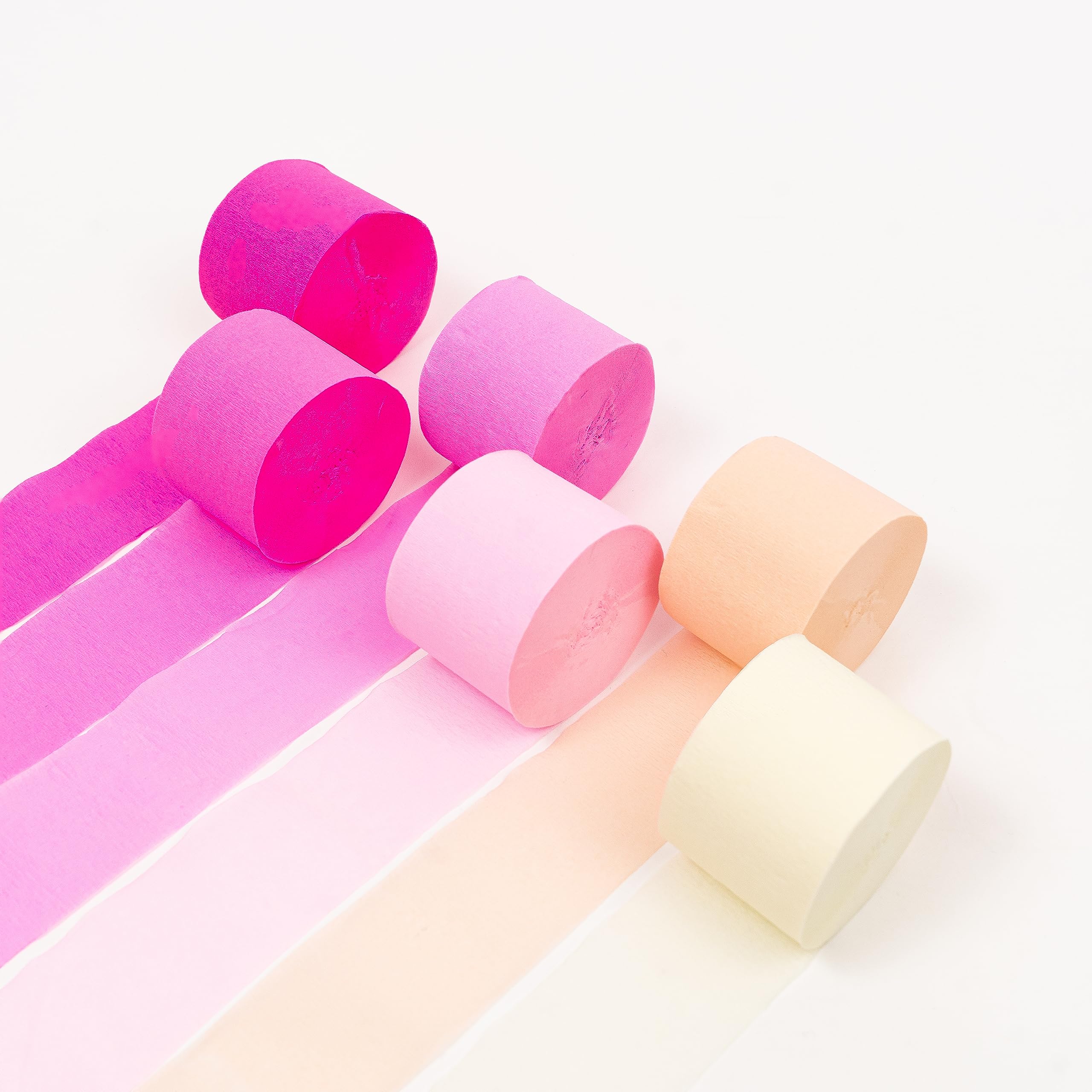HOUSE OF PARTY Pretty in Pink Crepe Paper Streamers - 6 Rolls (492ft Total) 1.8