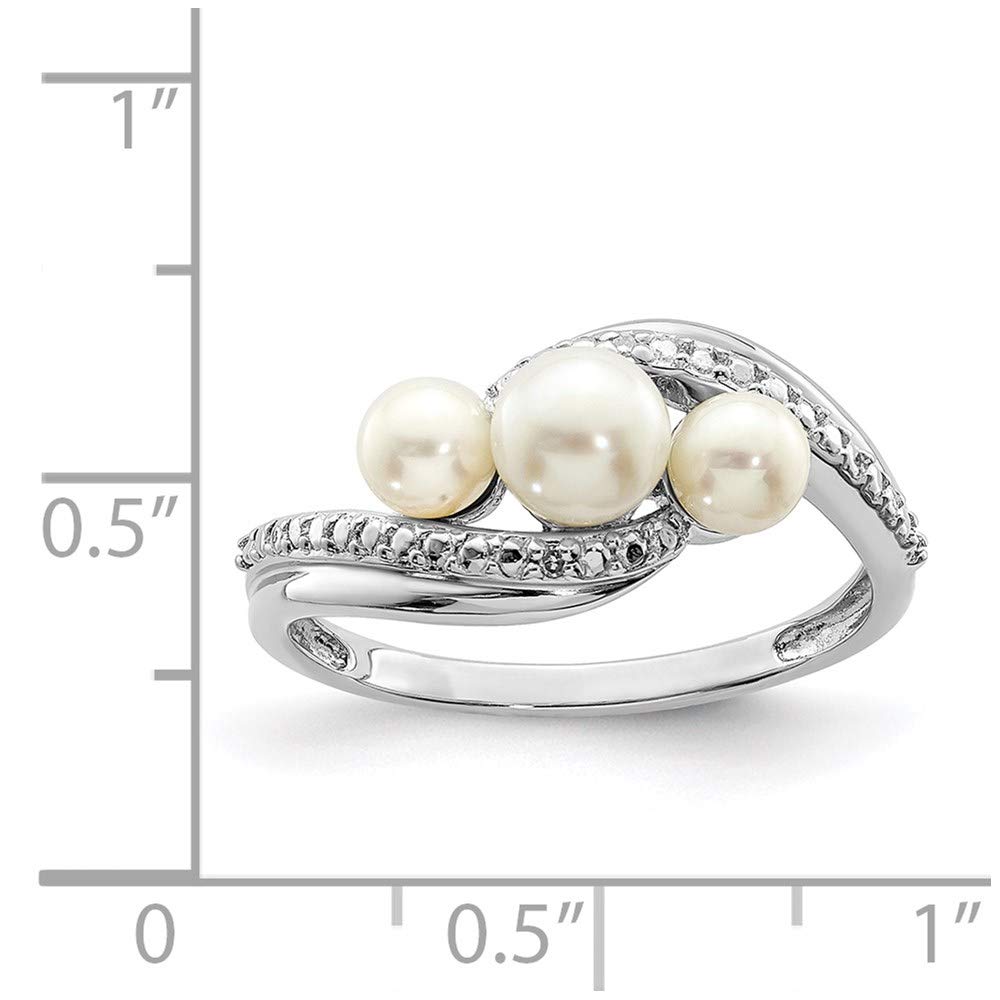 925 Sterling Silver Diamond & Freshwater Pearl Ring for Women - Elegant Fine Jewelry Gift for Her - Perfect for Anniversaries, Weddings & Special Occasions