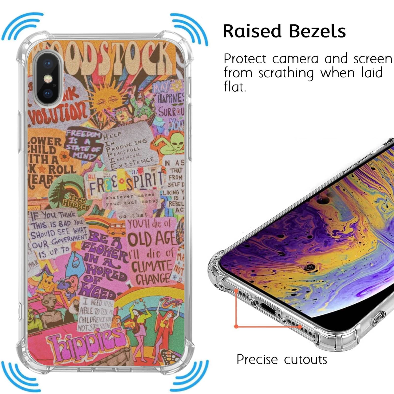 Abstract Art Aesthetic Collage Phone Case for iPhone Xs Max - Trendy TPU Bumper Cover for Women & Men - Durable Protective Case for Work, Travel & Everyday Use