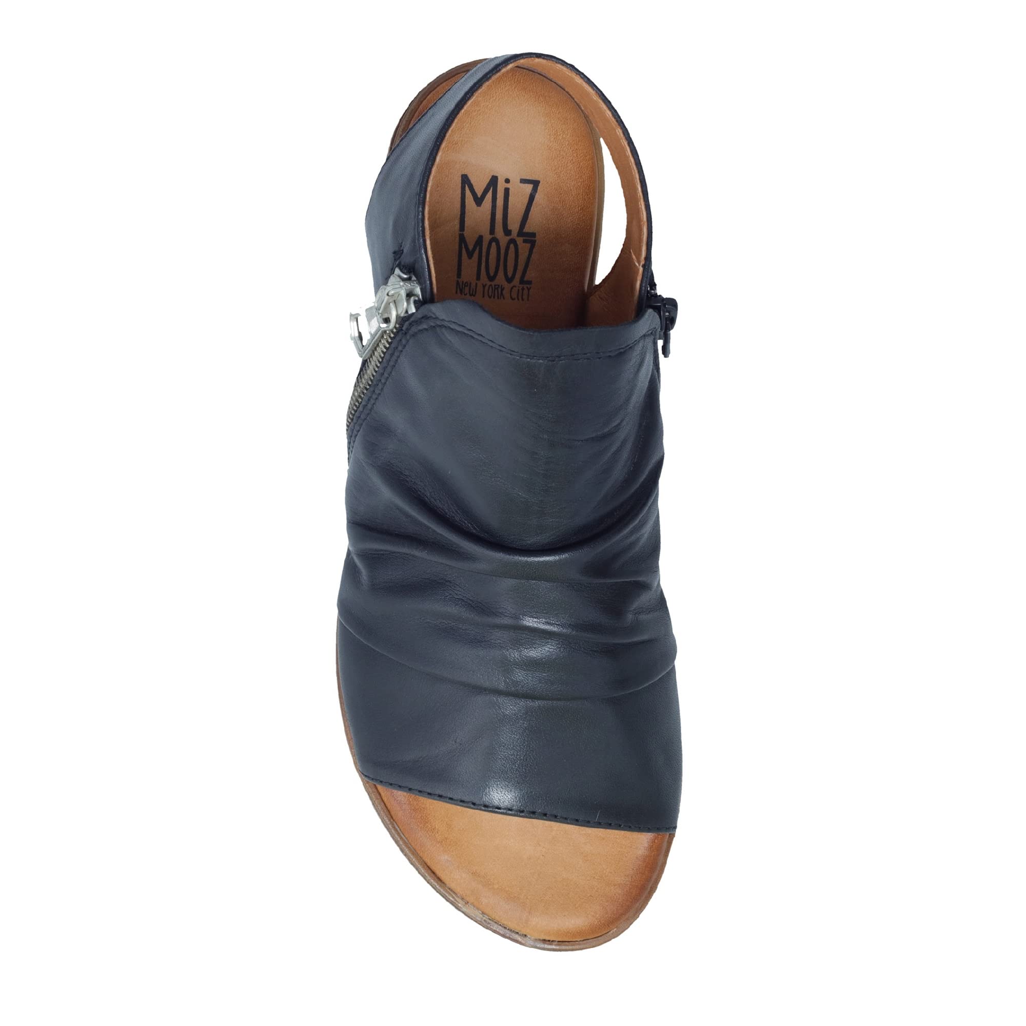 Miz Mooz Dylan Women's Leather Peep Toe Sandals with Side Zipper - Boho Chic Summer Sandals for Casual Outings, Beach Vacations & Date Nights