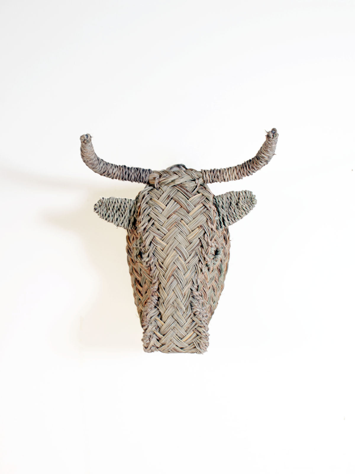 Mini Woven Animal Head Buffalo - Handmade Decorative Wall Hanging for Boho Home Decor, Nursery, Kids Room & Party