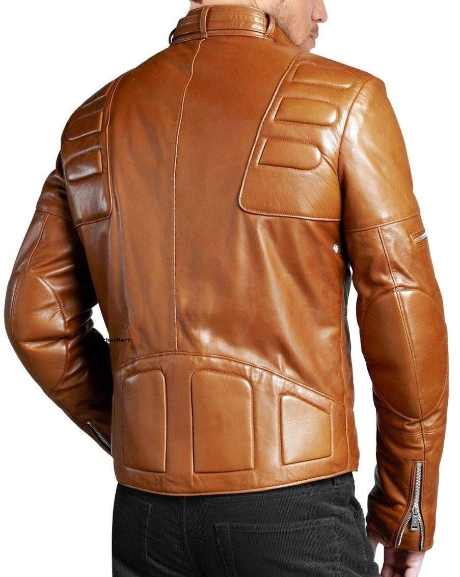 Men's Distressed Leather Jacket - Vintage Motorcycle Bomber Biker Jacket with Zipper, Stylish Brown Outerwear for Riding & Casual Wear