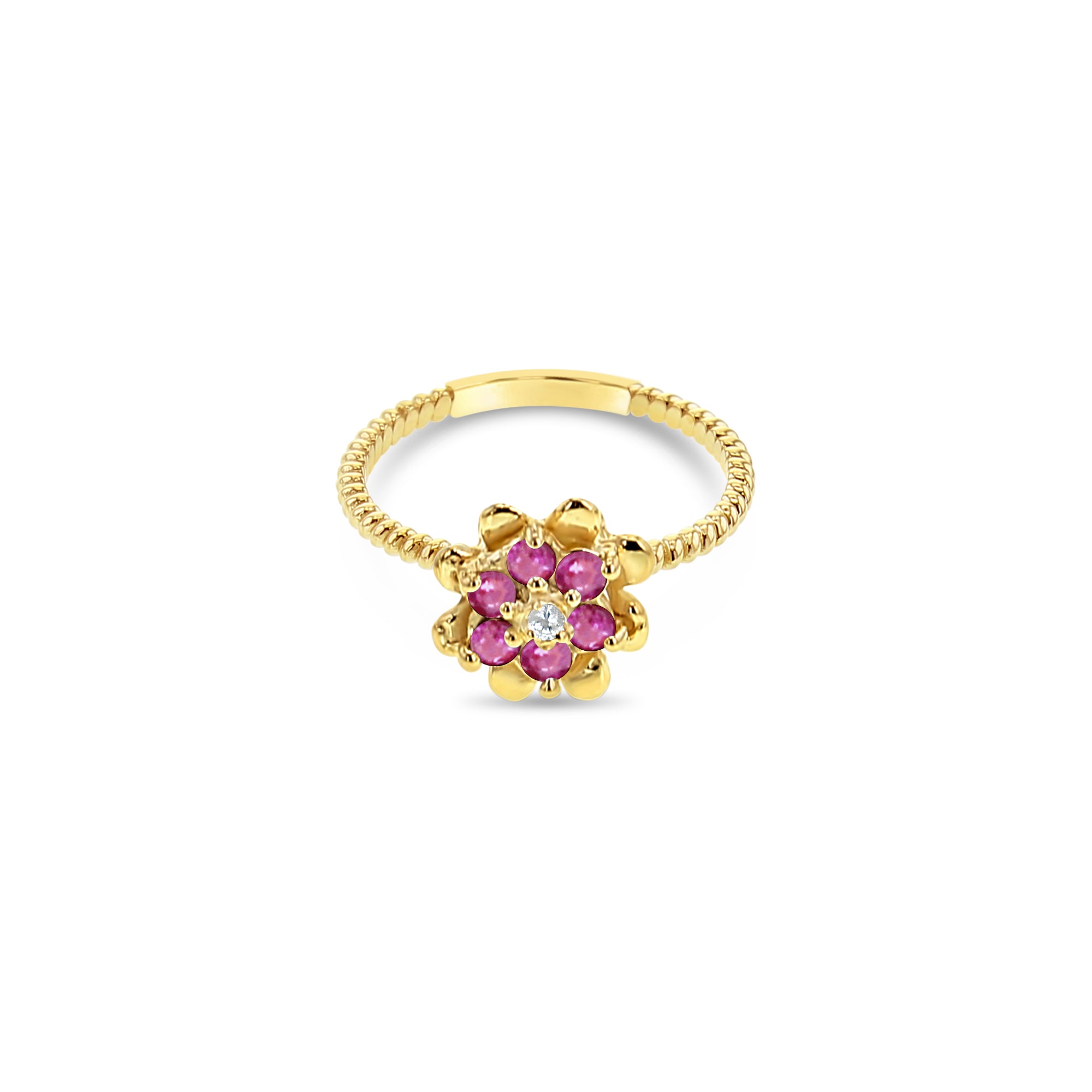 14K Yellow Gold Custom Gemstone Small Tulip Ring - Elegant Floral Jewelry for Women, Perfect for Weddings, Anniversaries & Everyday Wear