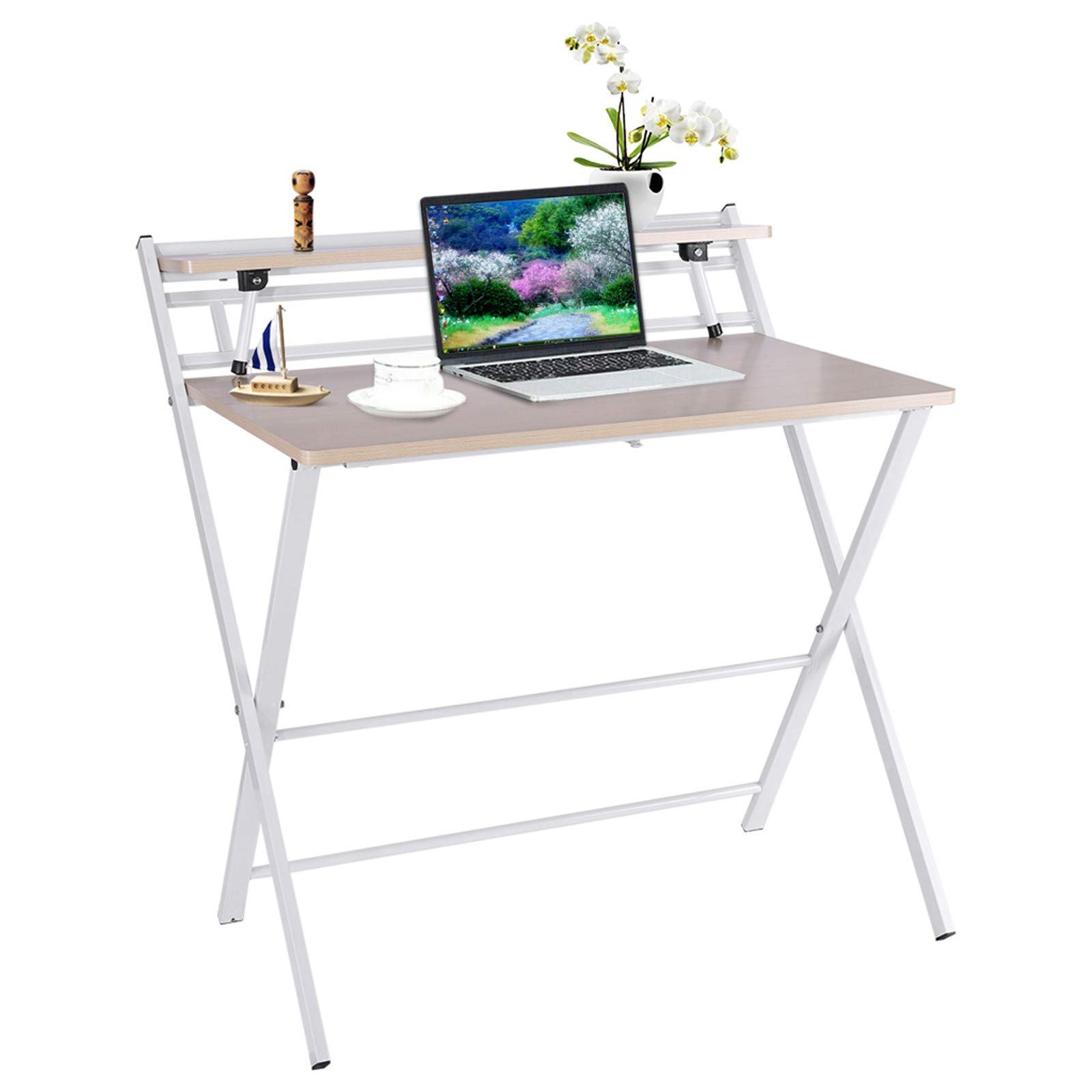 Folding Computer Desk for Small Spaces - Modern Multifunctional Home Office Desk, Laptop Writing Table, Sturdy PC Workstation, Compact Study Desk for Home, Office, and Dorm Use