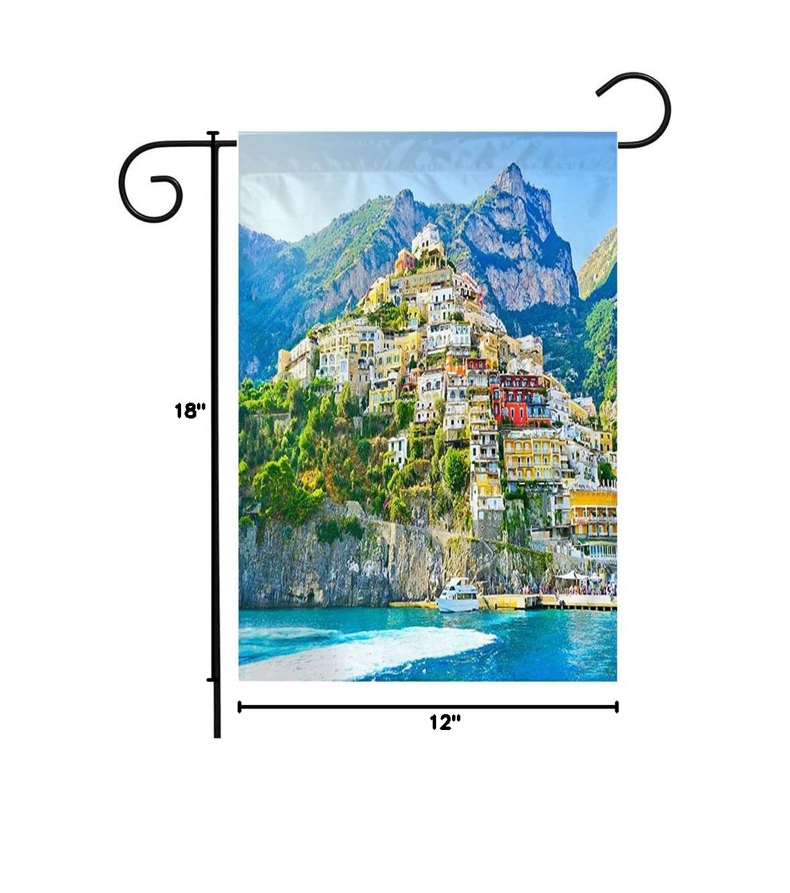 Vibrant Positano Village & Amalfi Coast Garden Flag - 12x18 Inch Green Tourism Landscape Decor for Patio, Lawn & Outdoor Spaces - Perfect Holiday Gift for Travel Lovers & Home Decoration