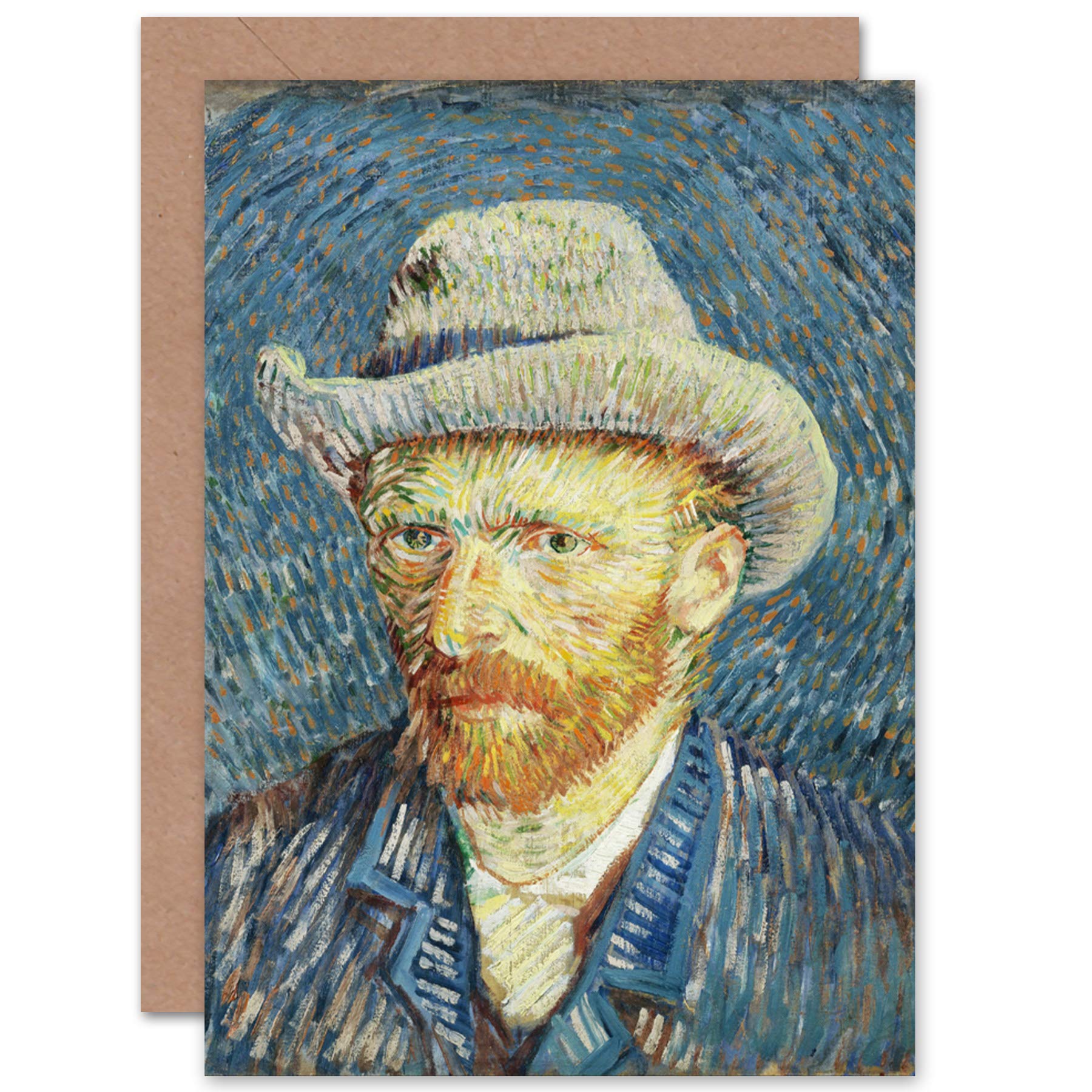 Artery8 Vincent Van Gogh Self Portrait With Grey Felt Hat Fine Art Greeting Card Set with Envelope - Blank Inside for Birthday, Thank You & Special Occasions