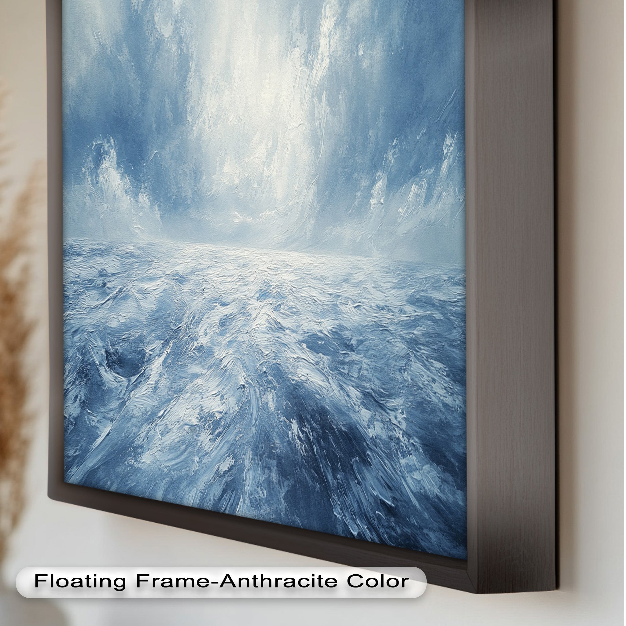 Blue Coastal Wall Art - Abstract Ocean Seascape Oil Painting for Beach House Decor | Handmade Canvas Artwork | Coastal Living Room & Bedroom Wall Decor