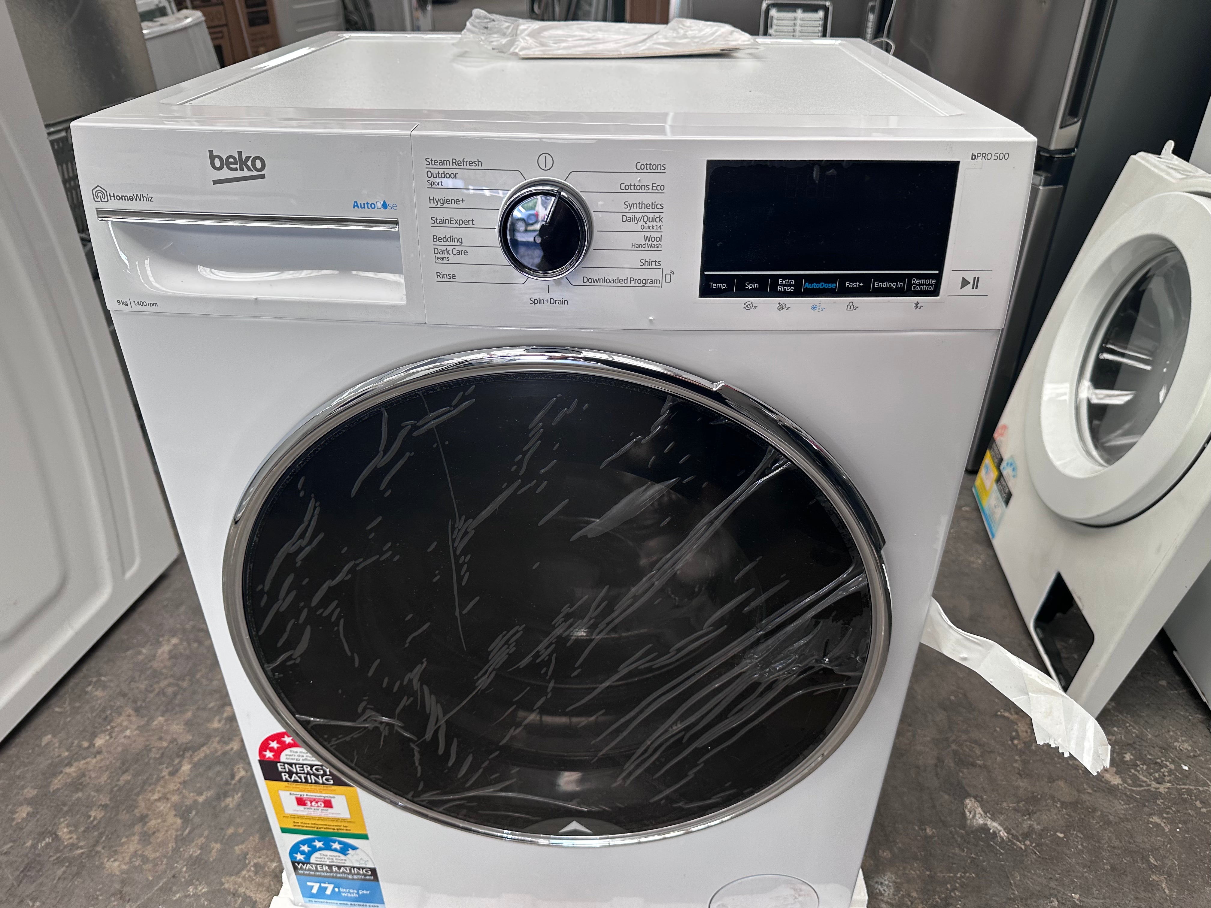 Beko BFLB902ADW 9kg Auto Dose Front Load Washing Machine - Factory Second | Energy Efficient & Quiet Laundry Appliance for Apartments & Small Homes