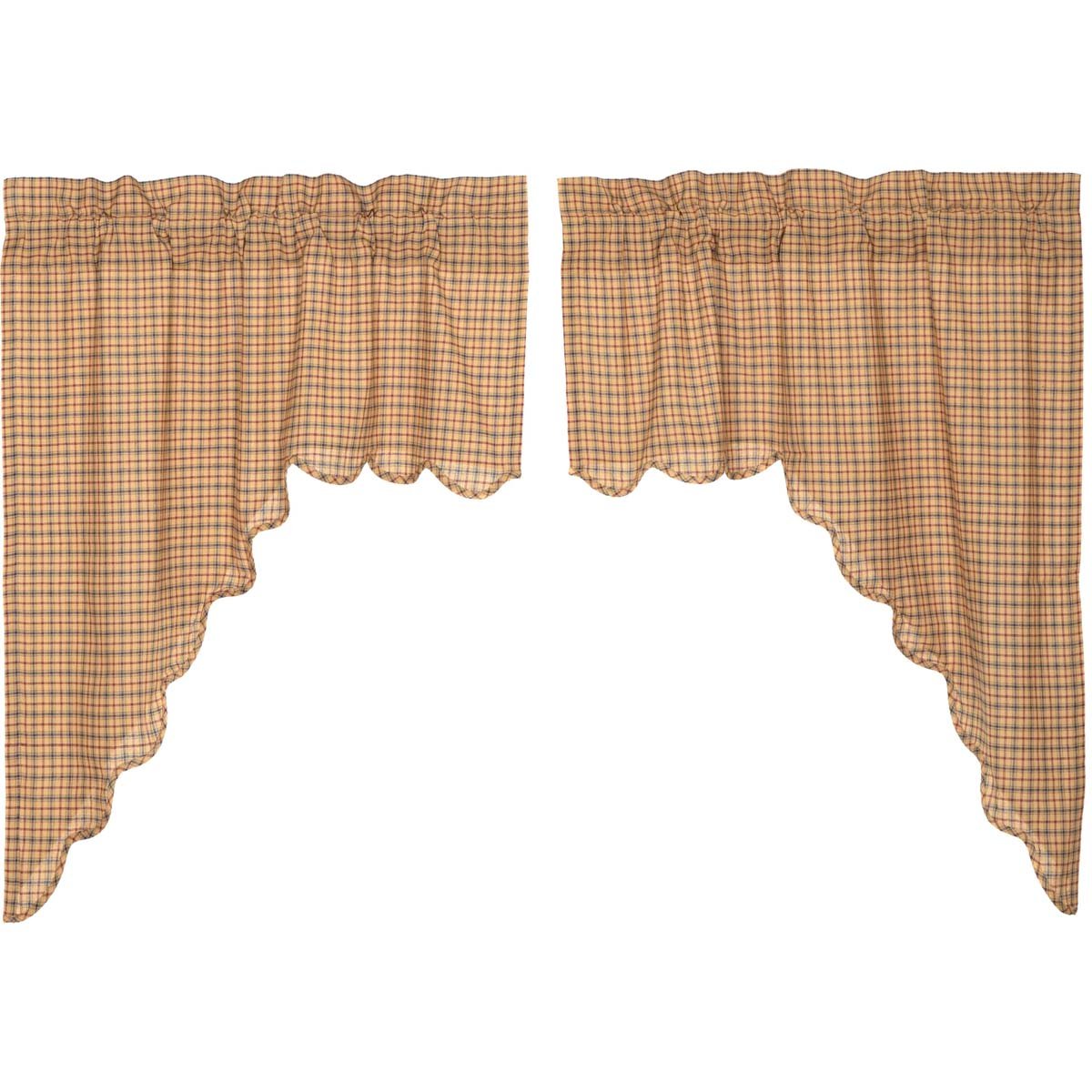 VHC Brands Millsboro Window Curtains Set of 2 - Scalloped Swag Valance in Tan (36x36x16 Inches) for Living Room, Bedroom & Kitchen Decor