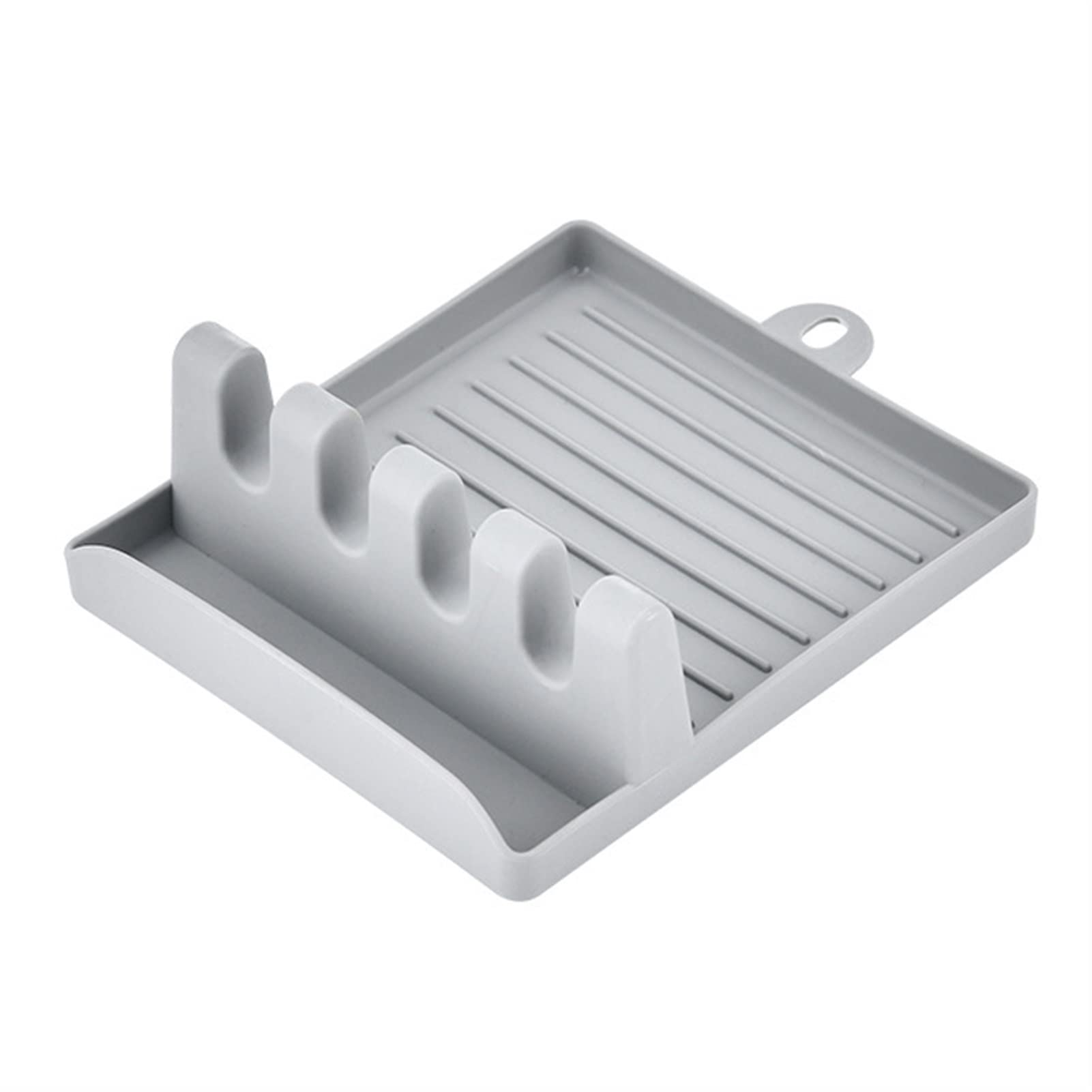 Kitchen Utensil Organizer Set - Non-Slip Pot Lid Storage Rack, Spoon & Fork Holder, Spatula Rack, Chopsticks Organizer with Plastic Spoon Rest (Gray) - Perfect for Countertop, Drawer & Cabinet Organization in Small Kitchens