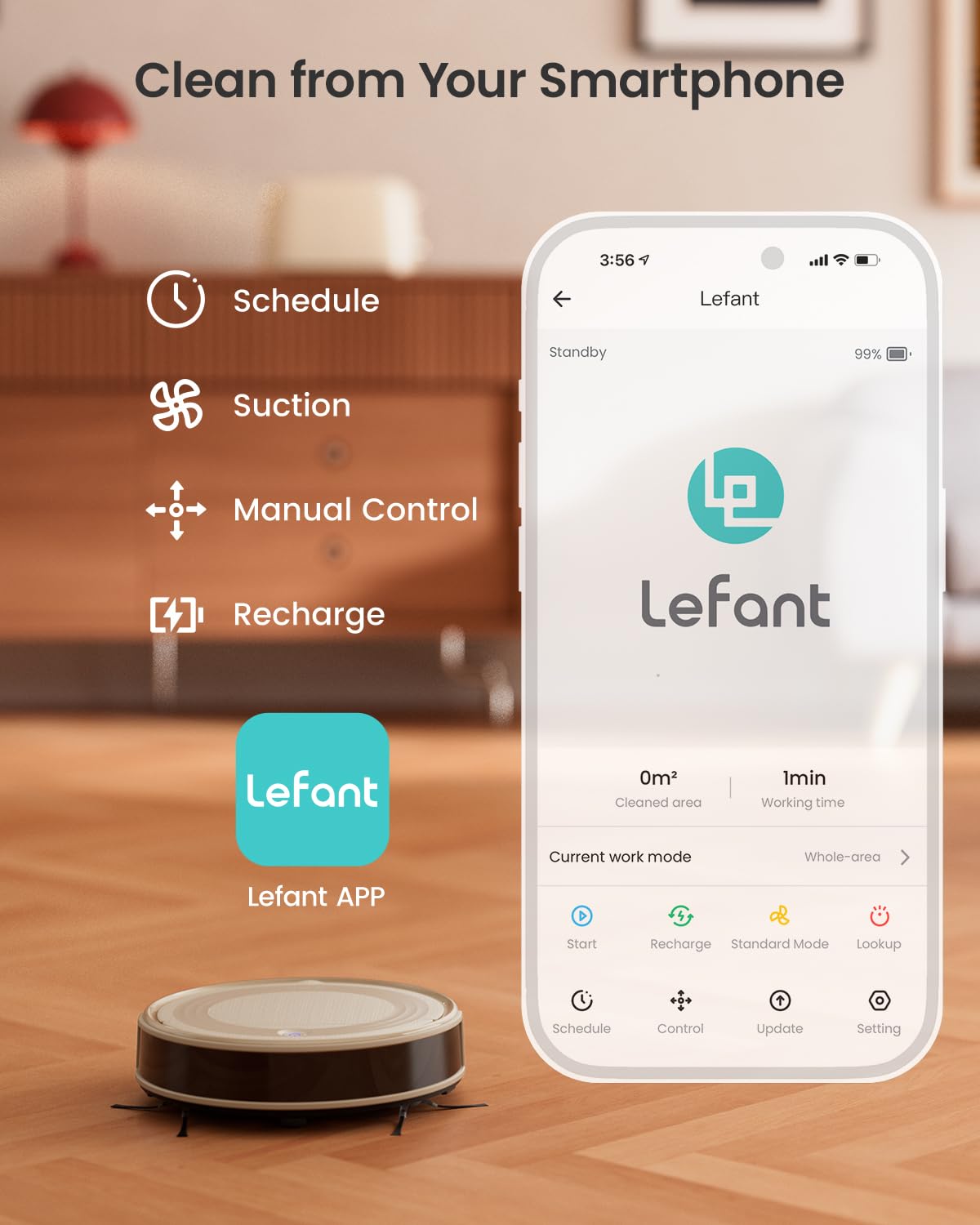 Lefant M310 Robot Vacuum Cleaner - 4500Pa Strong Suction, Smart PreciSense Obstacle Avoidance, Ultra-Quiet Brushless Motor, Slim Design, 160 Min Runtime, Self-Charging, Wi-Fi/App/Alexa Compatible - Perfect for Pet Hair, Hard Floors & Daily Home Cleaning