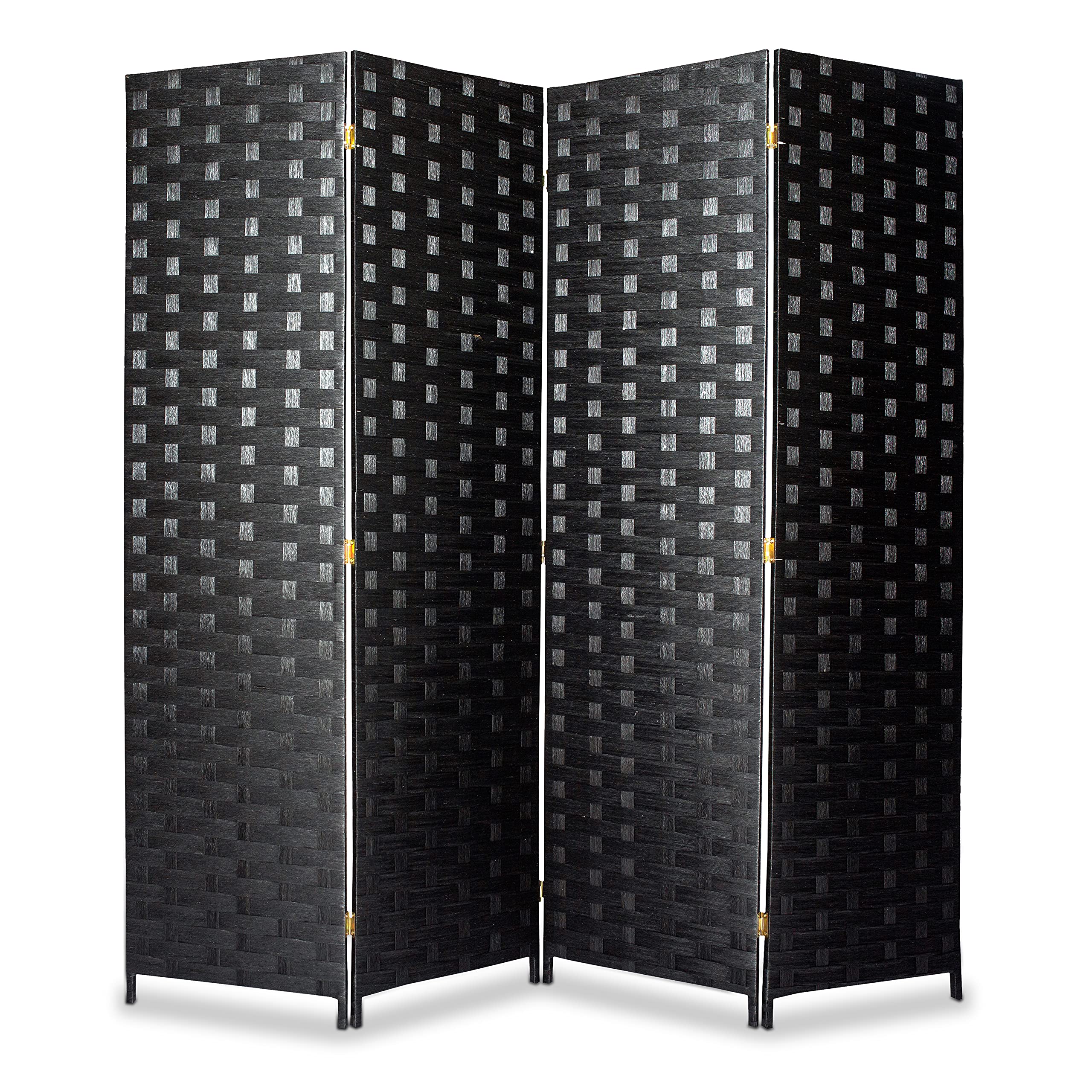 SereneLife 4-Panel Woven Fiber Room Divider - Portable Lightweight Freestanding Foldable Privacy Screen for Indoor Use | Perfect for Home Office, Dressing Area, Porch & Room Partition