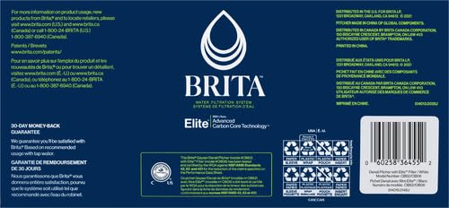 Brita Small 6 Cup Denali Water Filter Pitcher with 1 Brita Elite Filter - BPA-Free White Water Filtration System for Clean Drinking Water at Home, Office or Travel