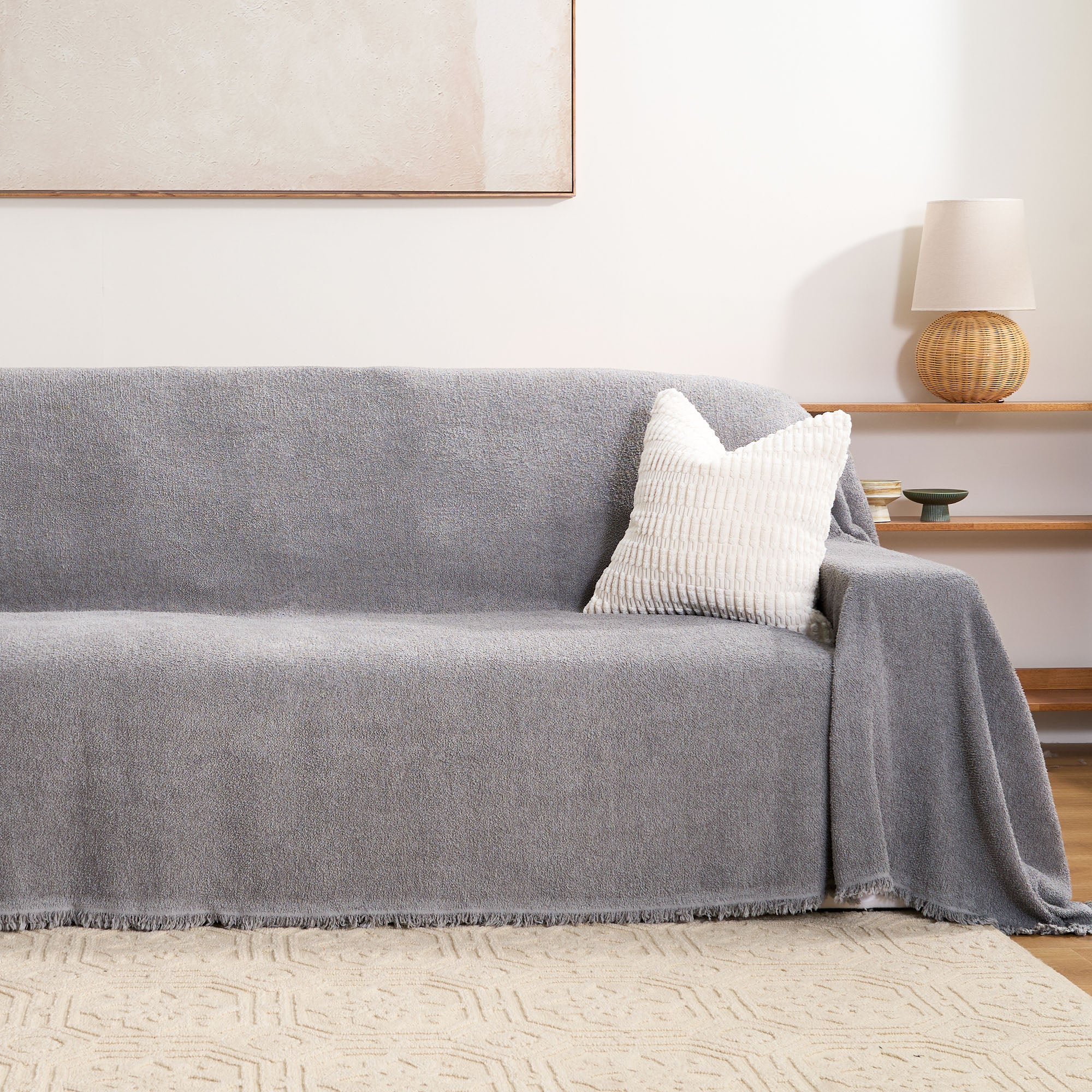 Soft Plush Waterproof Couch Cover - Pet Friendly, Machine Washable, Multi-Purpose Sofa Protector for Everyday Use - Perfect for Living Room, Bedroom, and Pet Owners