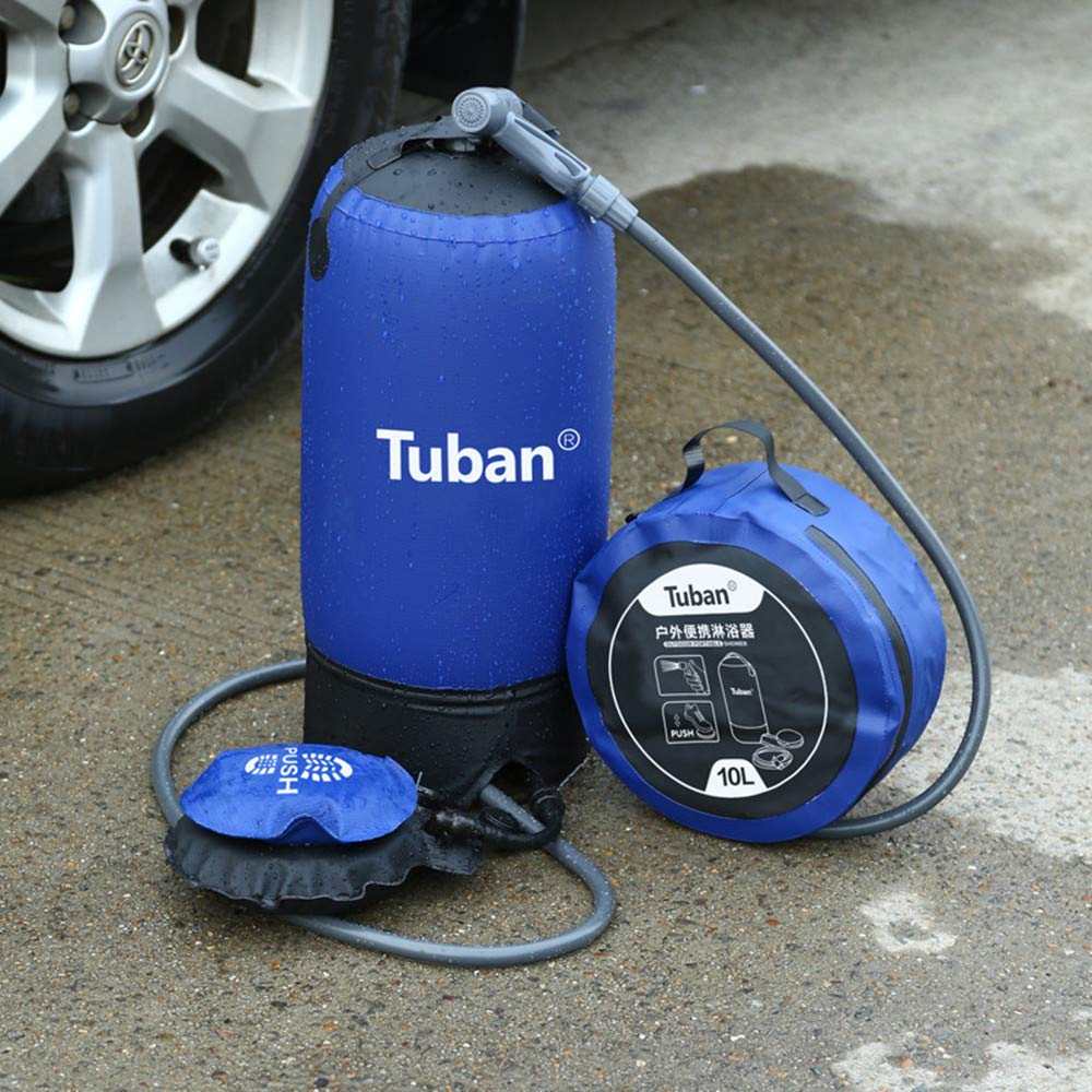 Portable Solar Shower Bag for Camping - 5 Gallon Outdoor Shower with Foot Pump & Adjustable Nozzle - Foldable Bathing Bag for Beach, Swimming, Hiking, Backpacking - Perfect for RV Trips, Beach Days & Outdoor Adventures