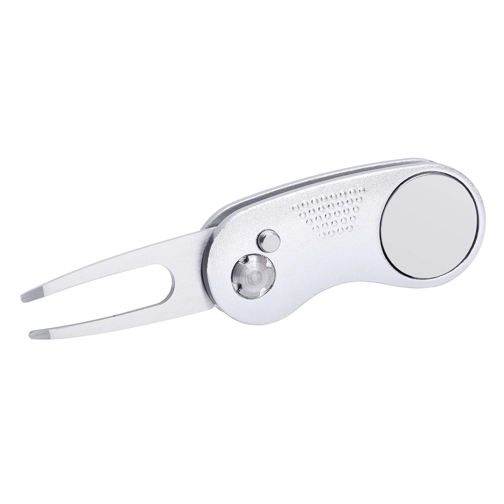 Premium All-Metal Foldable Golf Divot Repair Tool with Pop-Up Button & Magnetic Ball Marker - Durable Golf Accessories for Course Maintenance - Perfect for Golfers, Tournaments & Practice Sessions