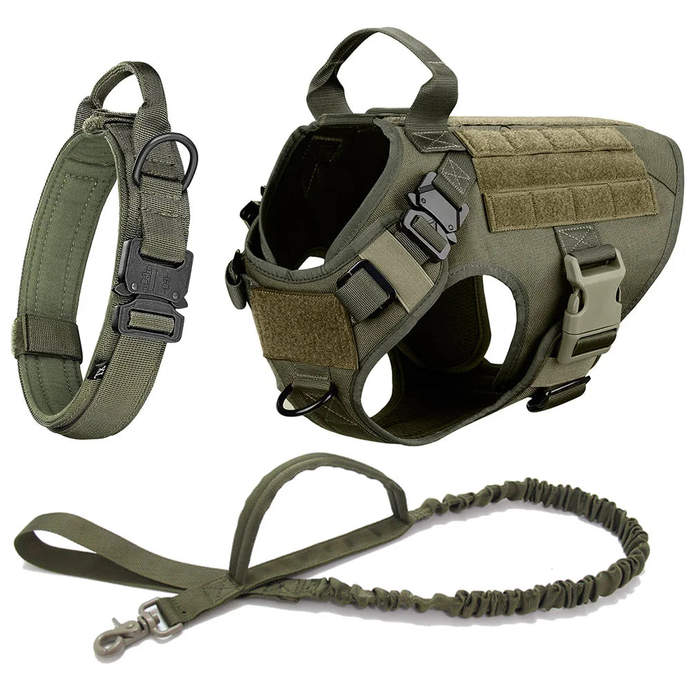 Premium Heavy Duty Tactical No Pull Dog Harness Kit - Adjustable Reflective Vest for Large Dogs - Perfect for Hiking, Training & Outdoor Adventures