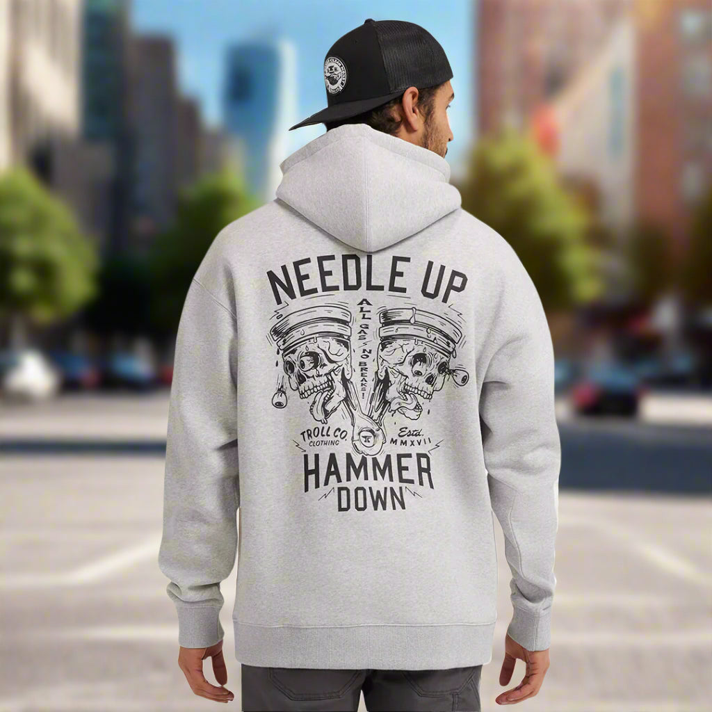 DHCM Men's Needle Up Hammer Down Twins Hoodie - Soft Cotton Pullover Sweatshirt for Baseball Fans - Perfect for Game Day & Casual Wear