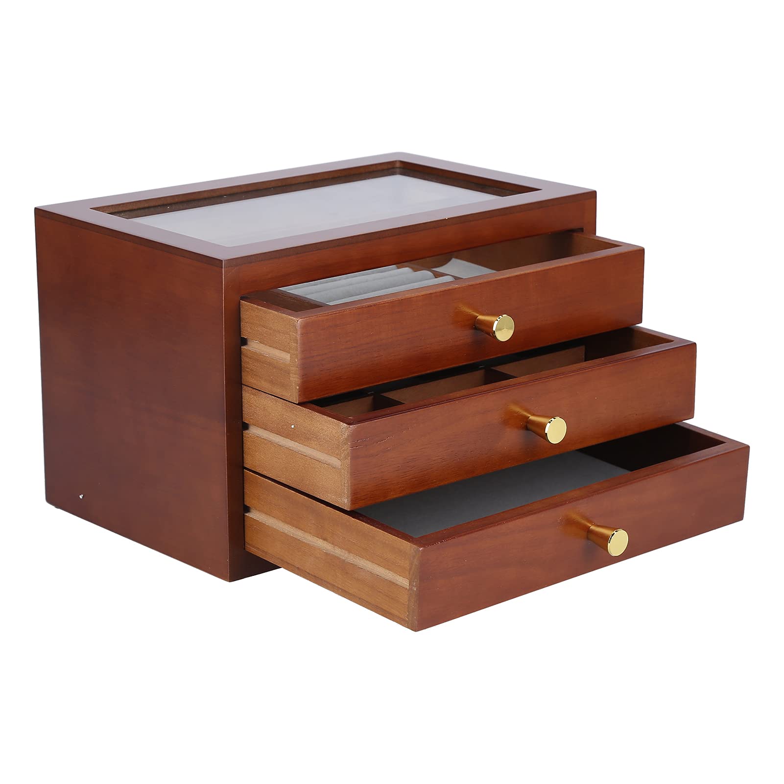 Premium Jewelry Organizer Box - Durable Paulownia Wood Jewelry Storage for Earrings, Rings & Necklaces - Elegant Brown Gift for Birthday, Christmas & New Year - Perfect for Travel, Home & Office Use