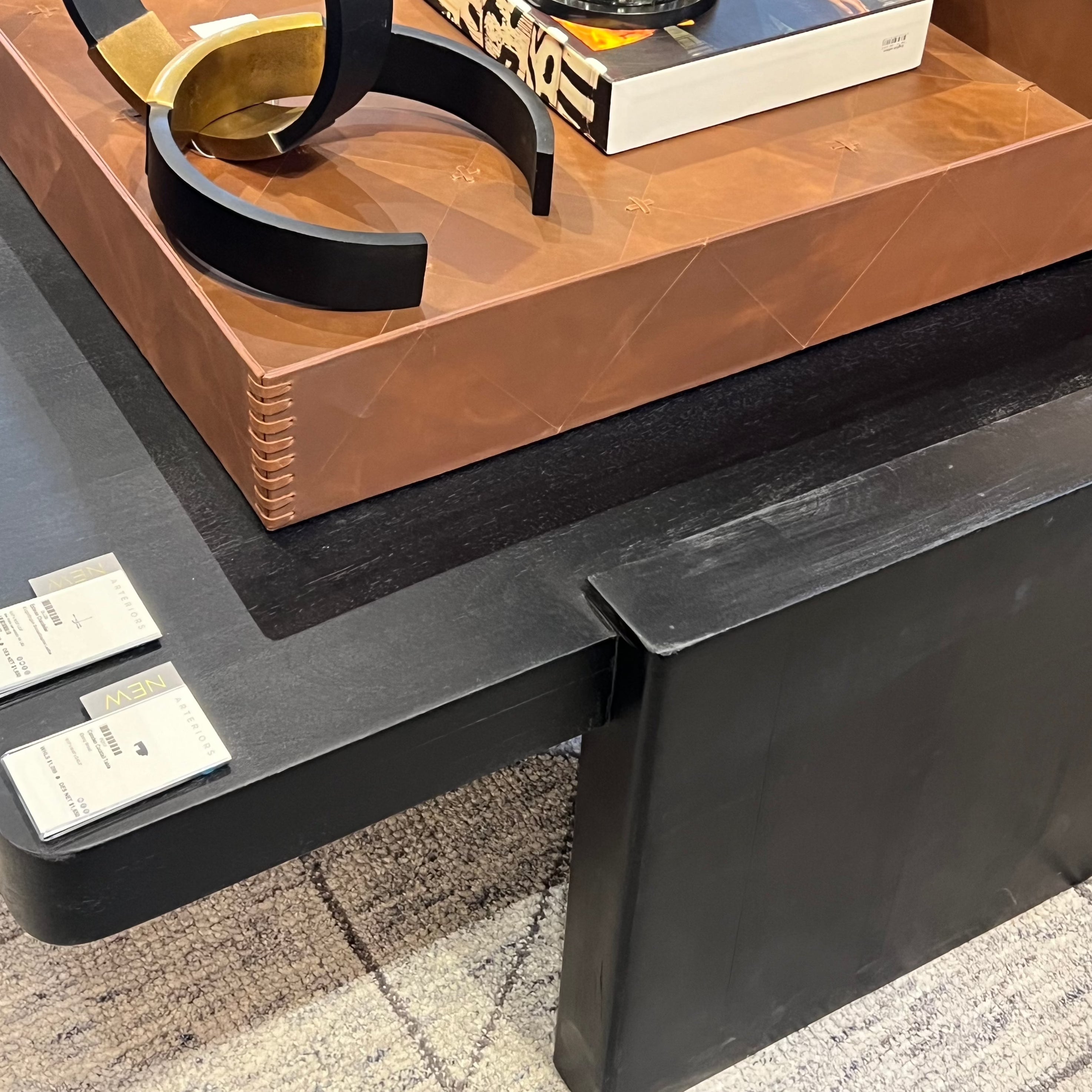 Ebony Mango Wood Camden Cocktail Table - Modern Coffee Table for Living Room, Lounge & Office Decor
