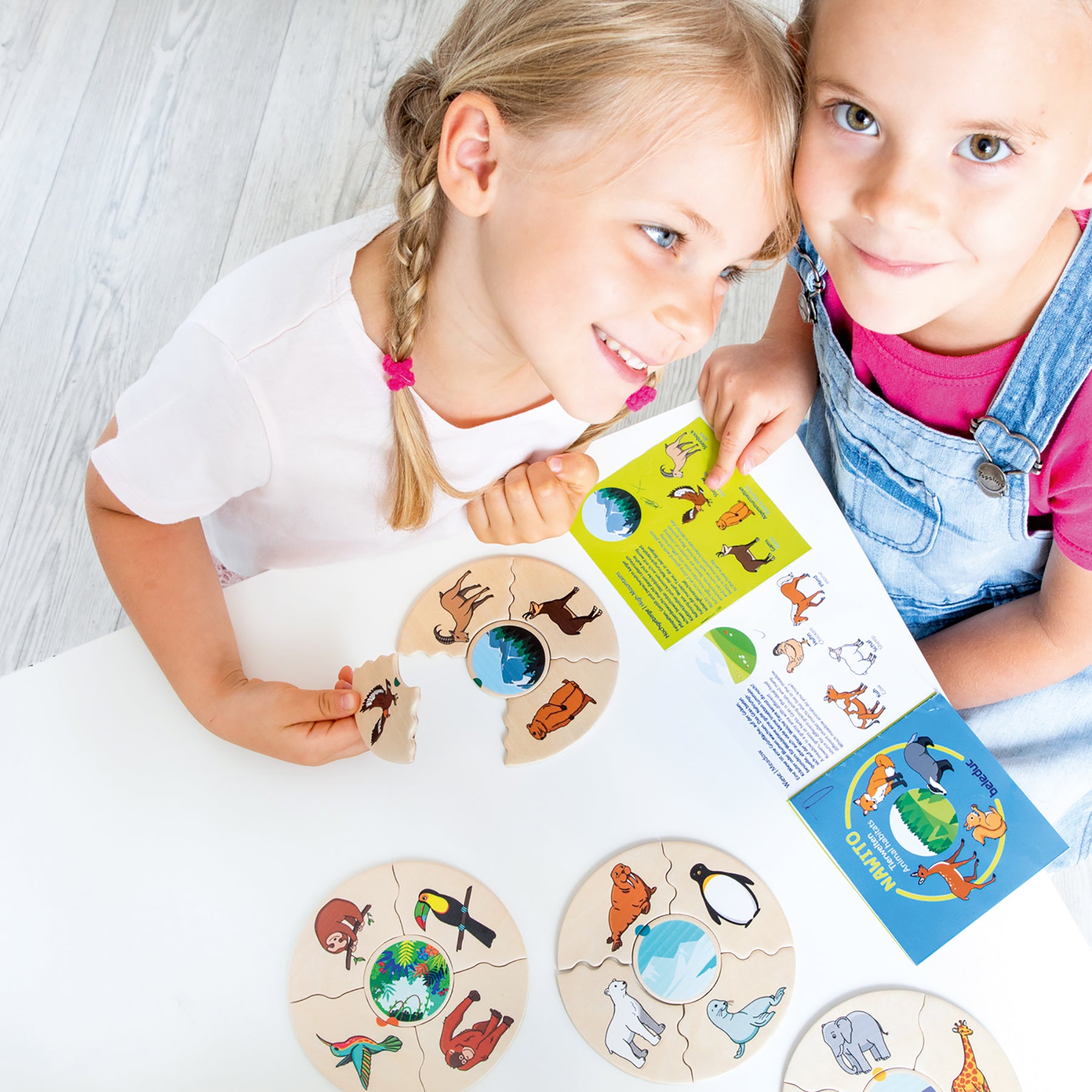 Beleduc Nawito Animal Habitats Educational Puzzle Set - Wooden Learning Toys for Kids Ages 3-5 - Montessori Wildlife Matching Game for Preschool Classroom & Homeschooling