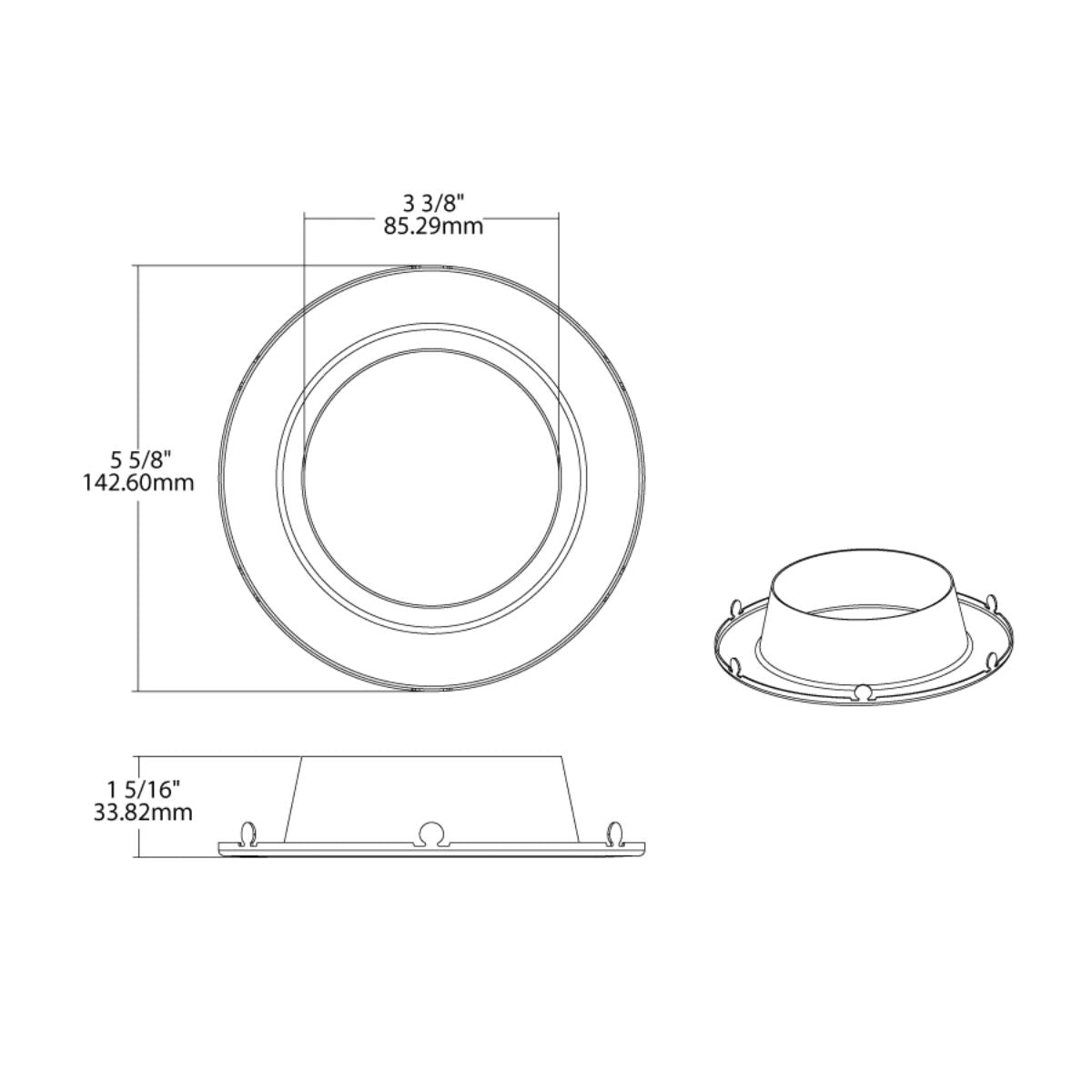 4 Inch Round Trim for Commercial Downlights - Smooth Black Finish - Perfect for Office, Restaurant & Retail Lighting