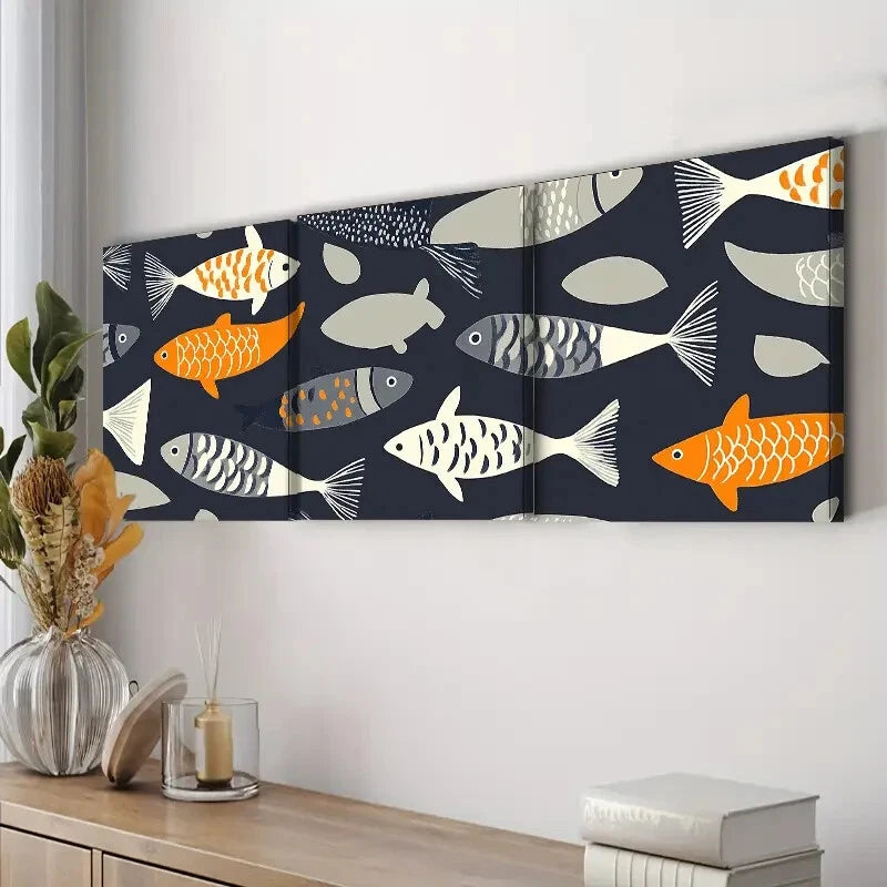 3-Piece Fish Culture Wall Art Set - Framed Canvas Prints 40x60cm | High Quality Australian Made | Ready to Hang | Perfect for Living Room, Bedroom & Office Decor