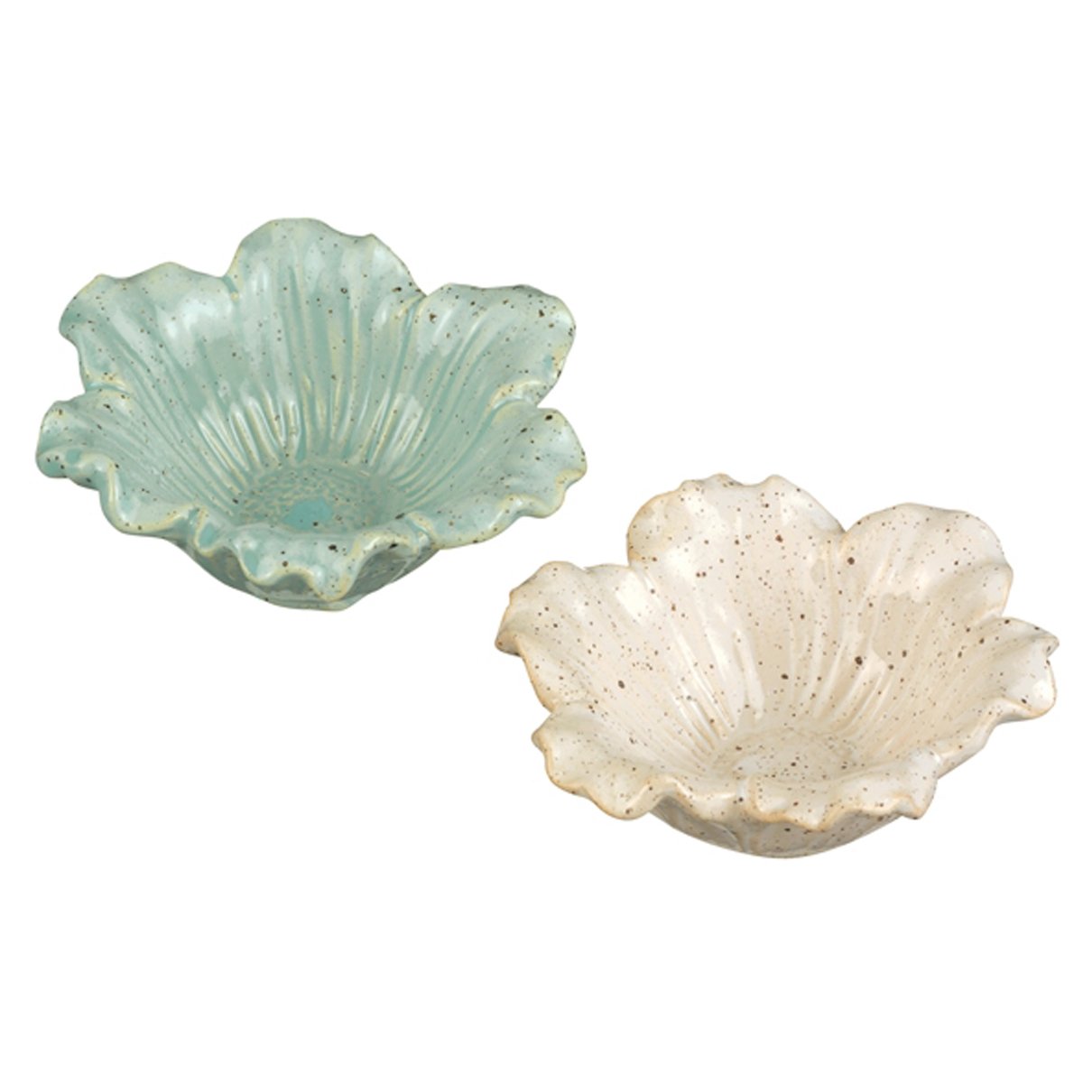 Grasslands Road Floral Bowls Set of 2 - White & Blue Ceramic Bowls for Serving, Decor, and Gift Giving - Perfect for Salads, Snacks, and Home Decor