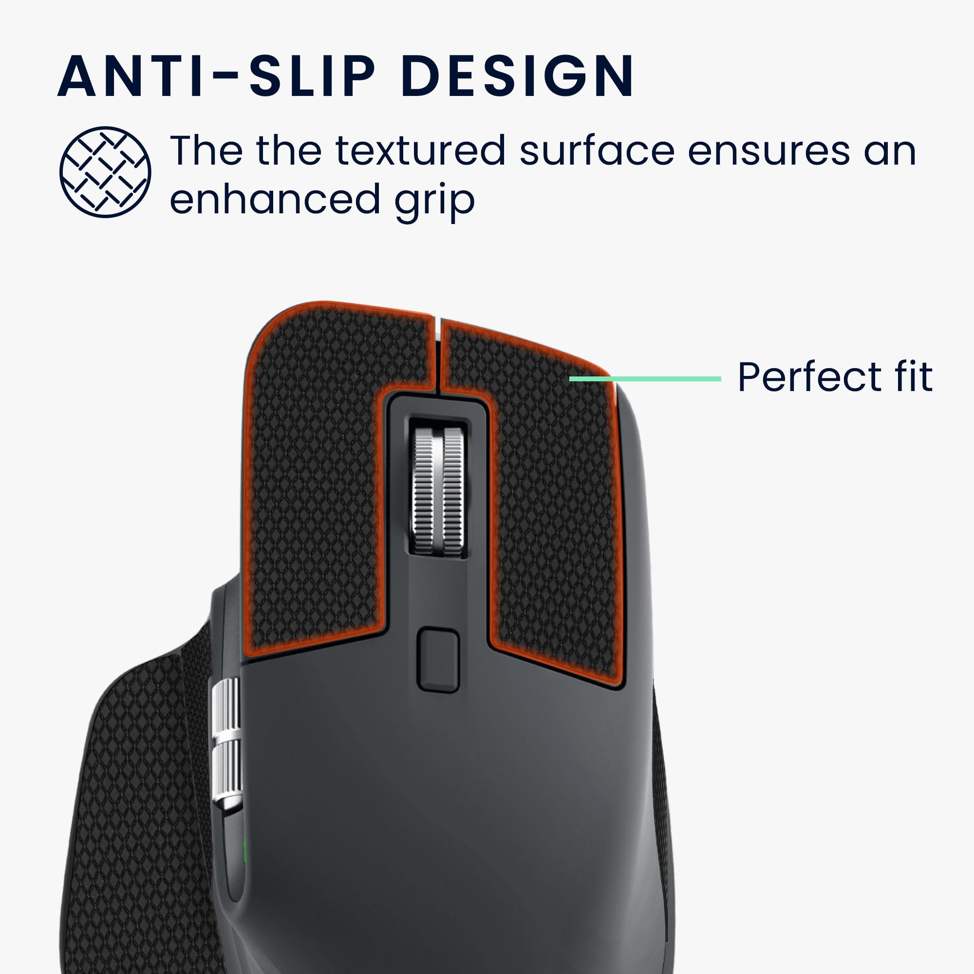 kwmouse Non-Slip Faux Leather Grip Tape for Logitech MX Master 3S Mouse - Black | Enhanced Control & Comfort for Gaming, Office Work & Long Computing Sessions
