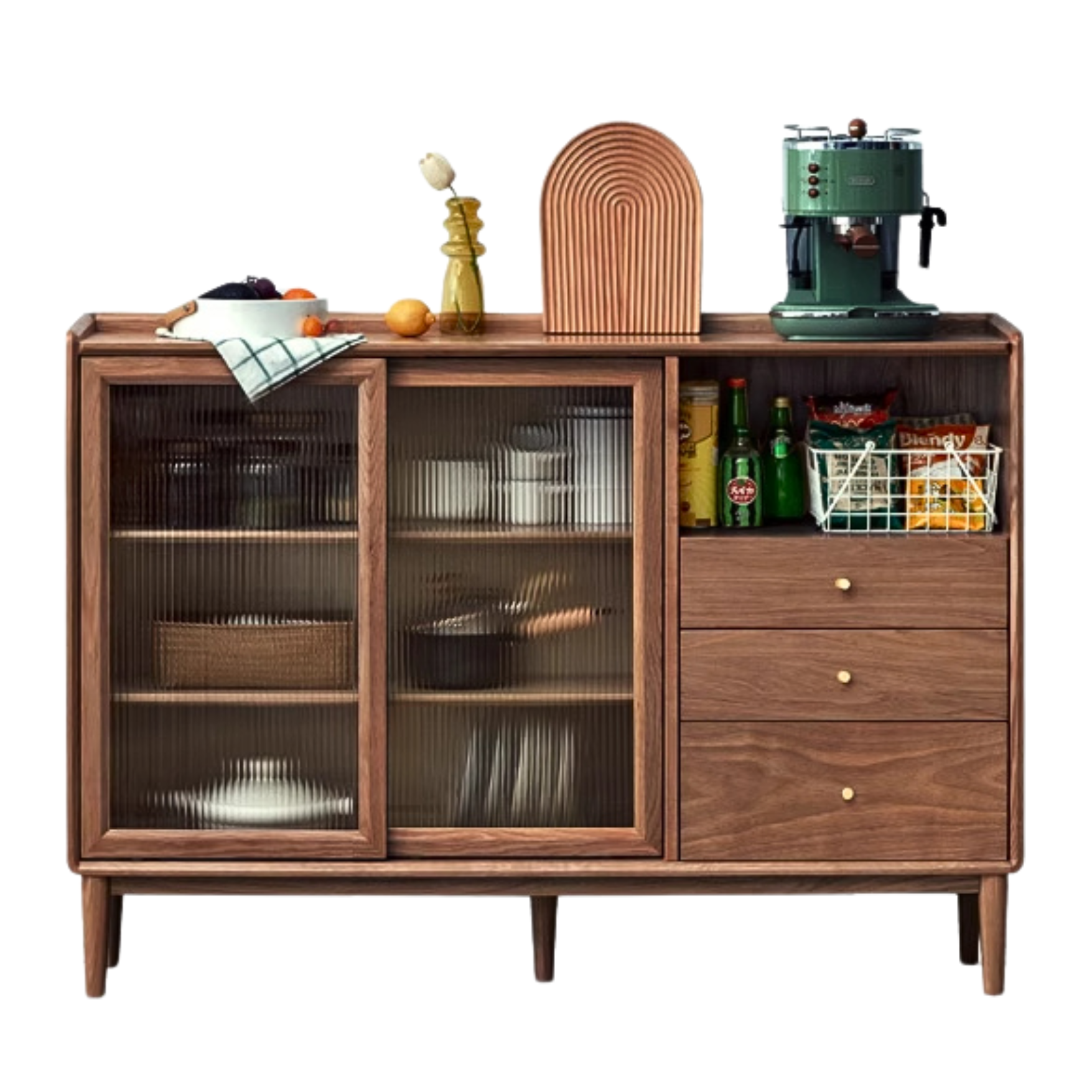 47.2x11.8x38.6 inch / 120x30x98сm / Rich dark walnut color/ black walnut sideboard