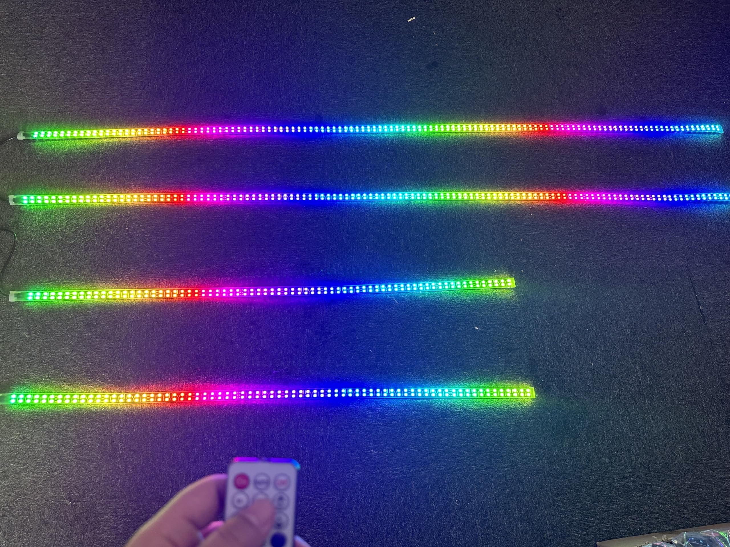 Sando Tech Dream Chase Color Double Row LED Underglow Strip Lights - 2PCS 4Ft + 2PCS 6.5Ft RGB Million Colors Shift with Bluetooth & Remote Control - Music Sync Underglow Lights for Polaris Slingshot, Cars, Trucks - Perfect for Night Driving, Car Shows & Vehicle Customization