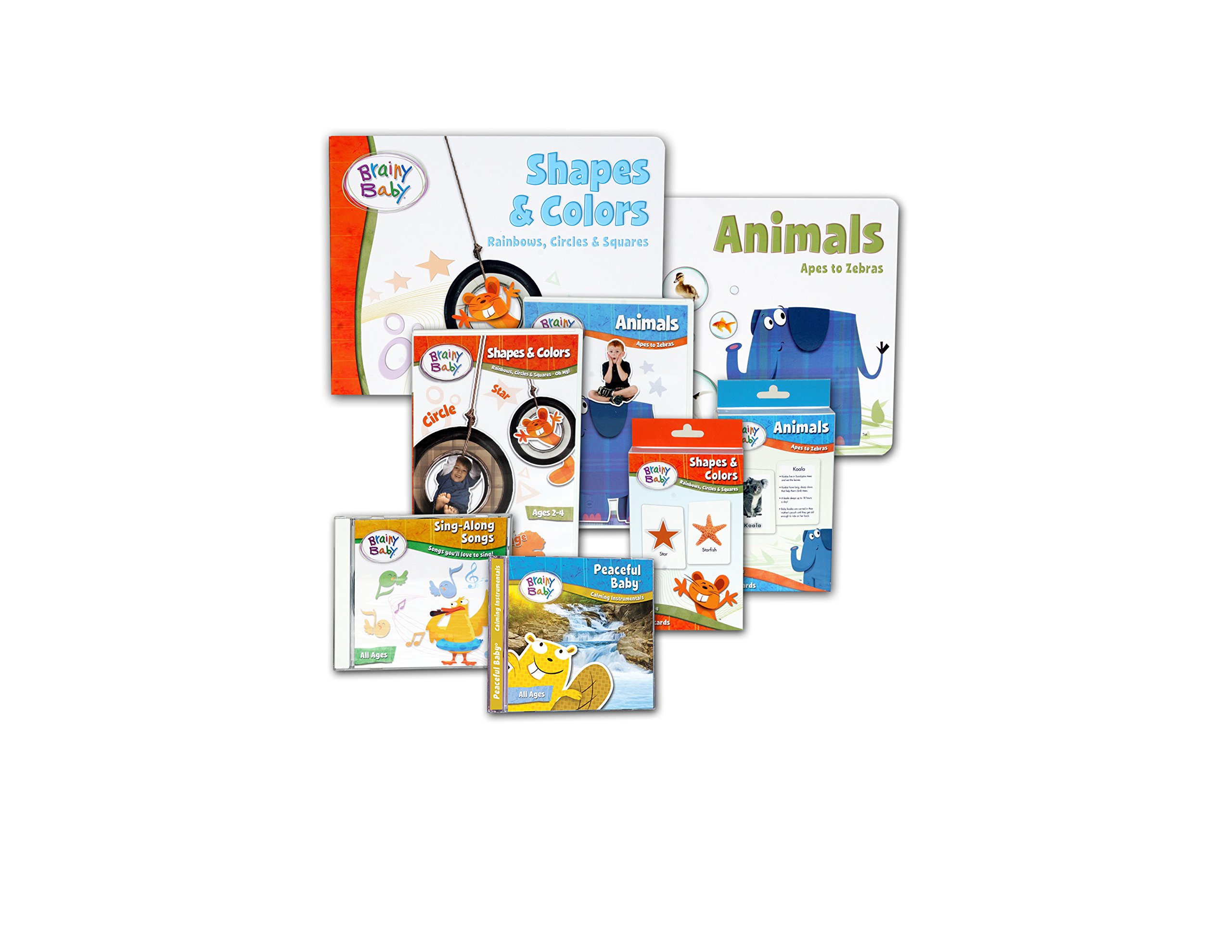 Shapes, Colors & Animals Educational DVD Set with Flashcards, Books & Music CDs - 8-Piece Learning Kit for Toddlers & Preschoolers | Perfect for Homeschooling & Early Childhood Development