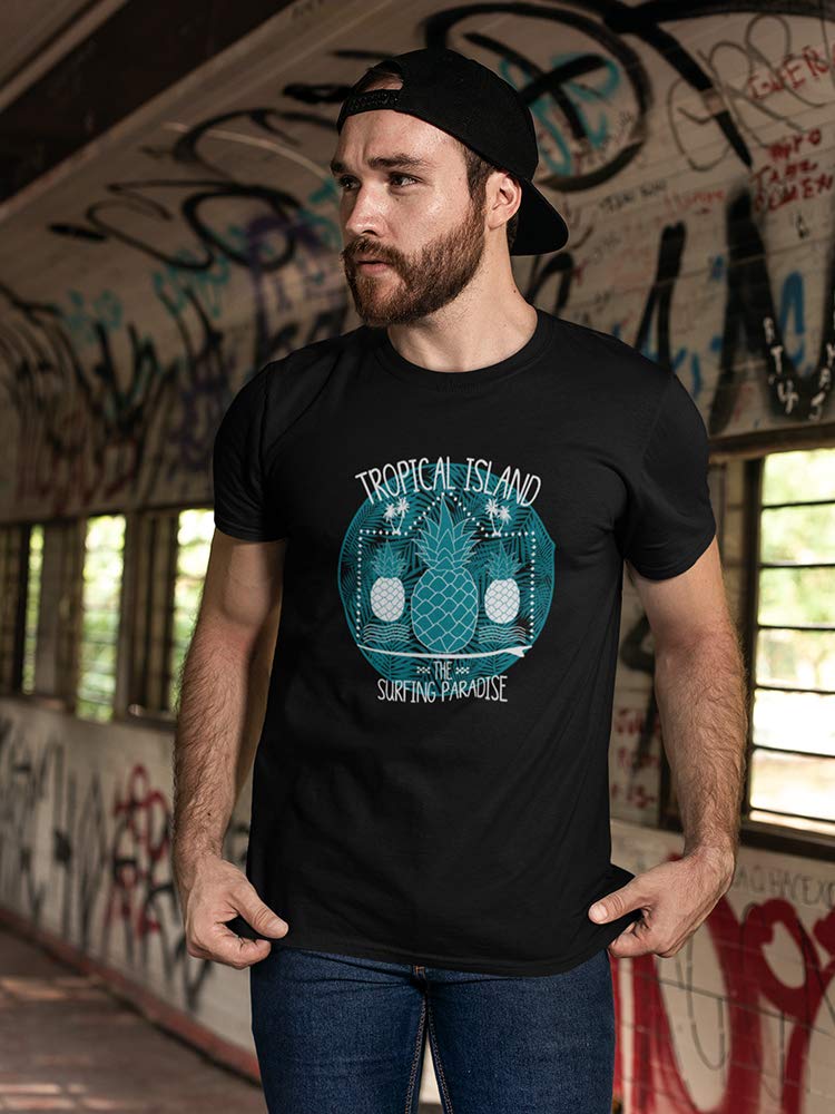 Men's Tropical Island Surfing Paradise T-Shirt - Breathable Cotton Tee for Beach Vacation & Summer Outdoor Activities