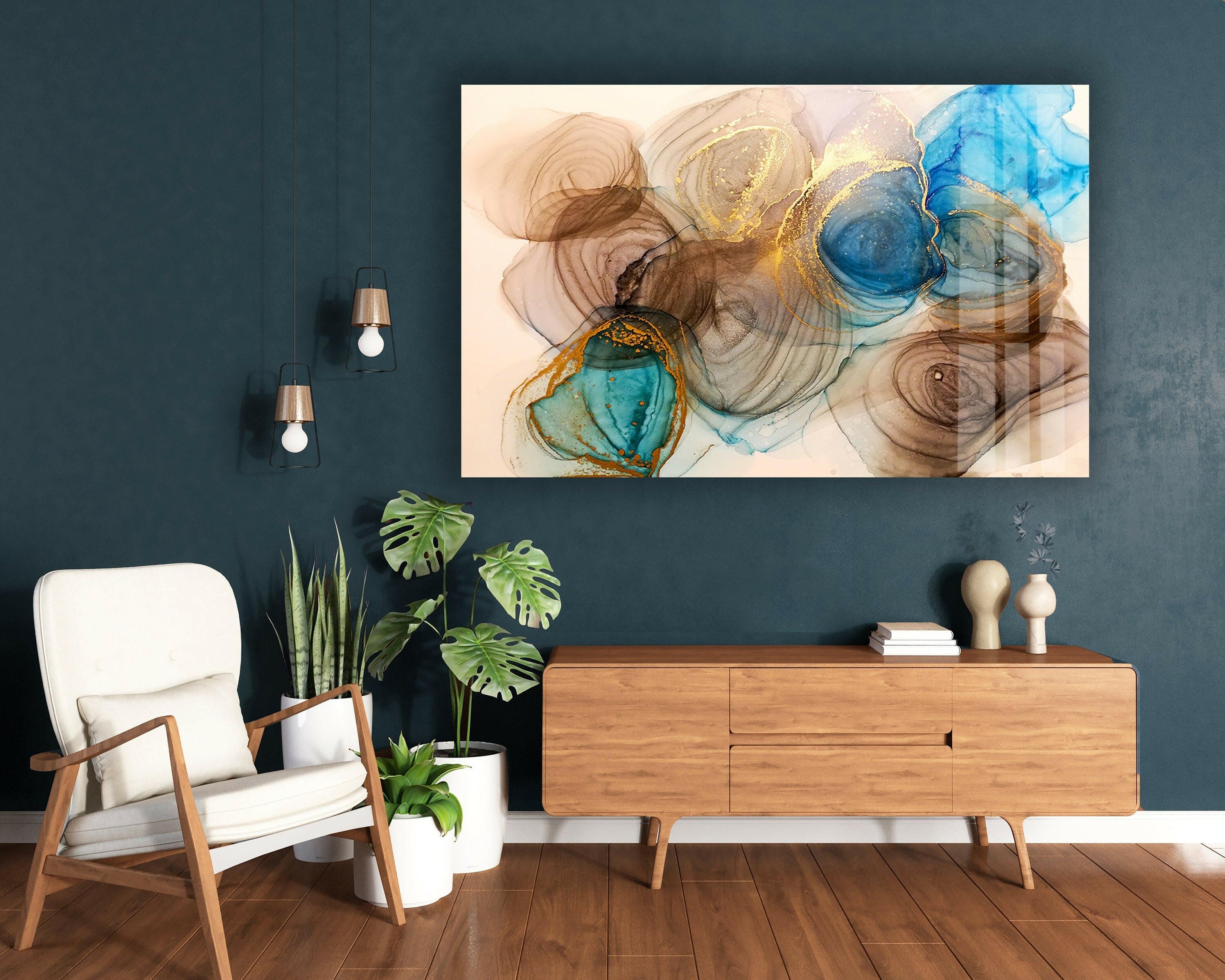 Vibrant Oil Water Abstract Glass Wall Art - Modern Home Decor for Living Room, Bedroom & Office