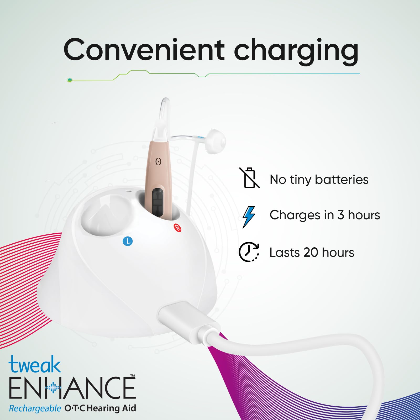 Premium Rechargeable OTC Hearing Aid with Smartphone App - Advanced Sound Amplification for Clear Hearing | Personal Audio Programming for Seniors & Adults | Home, Work & Social Settings