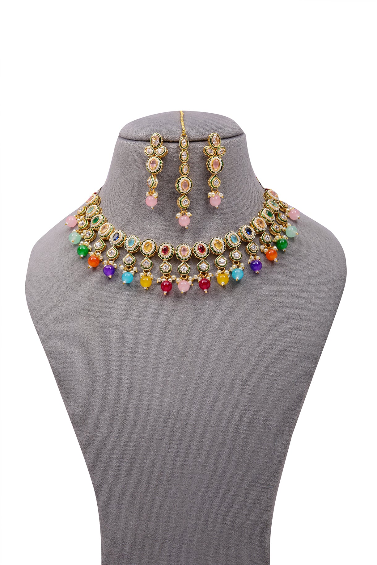 Exquisite Gold Plated Royal Kundan Necklace & Earrings Set (D1159) - Perfect for Weddings, Parties & Special Occasions